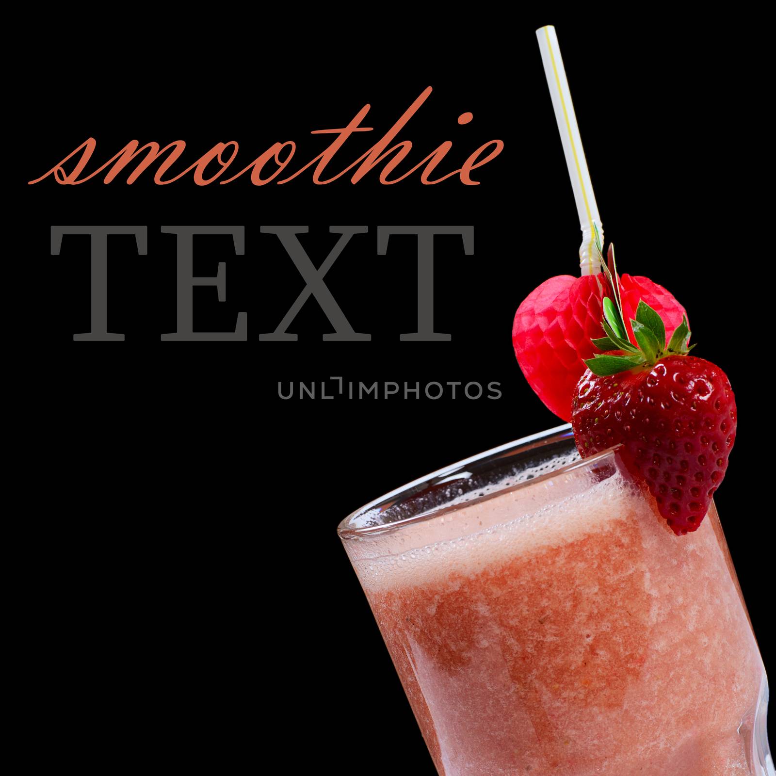 The strawberry smoothie on a black background