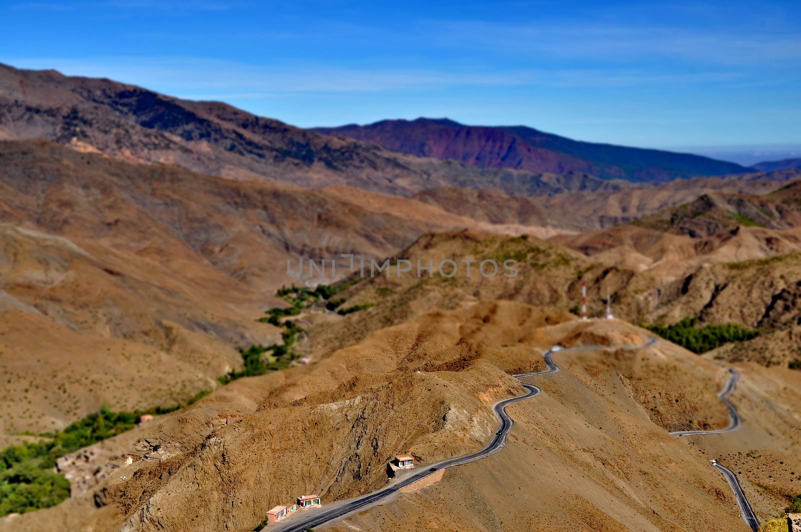 Curly road in the High Atlas mountains in Morocco