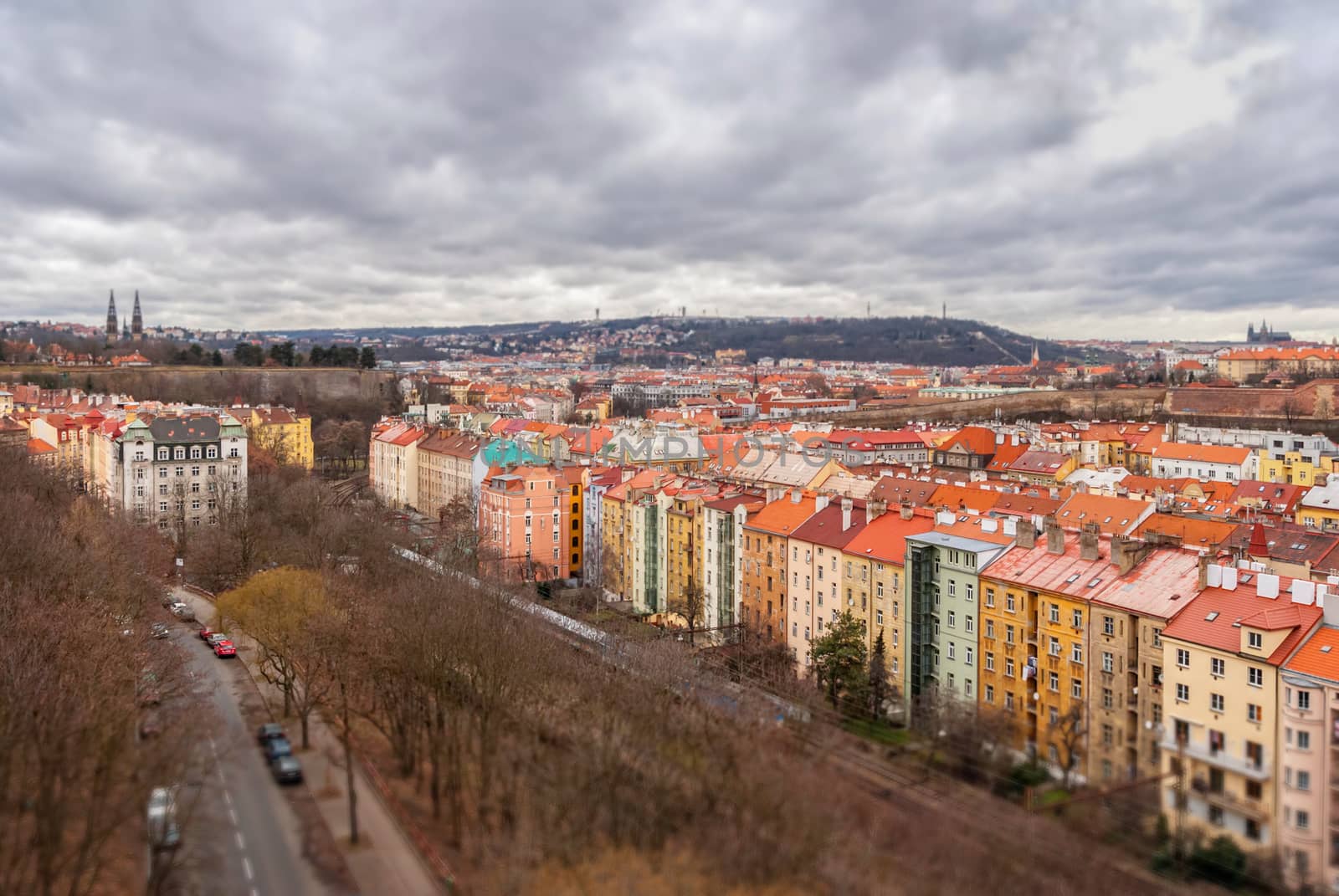 Prague panorama view from Vysehrad, Shallow depth of field by Zhukow