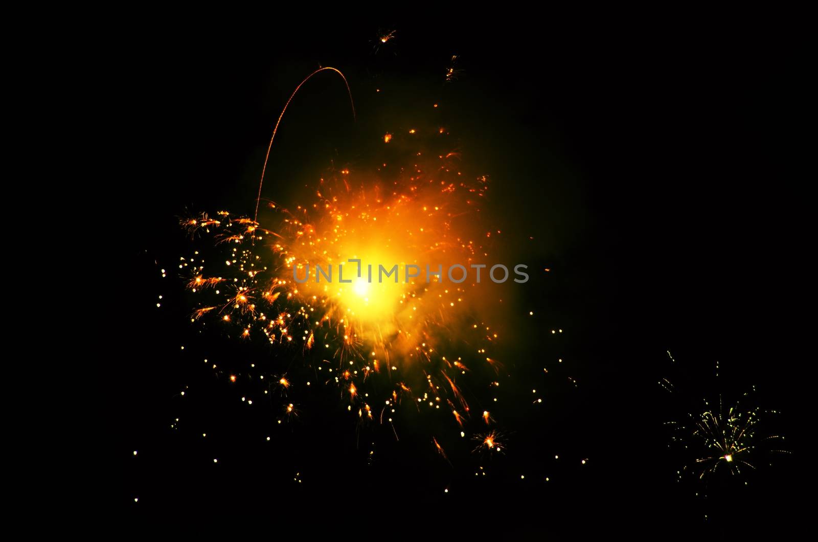 Colorful firework on black background, new year event