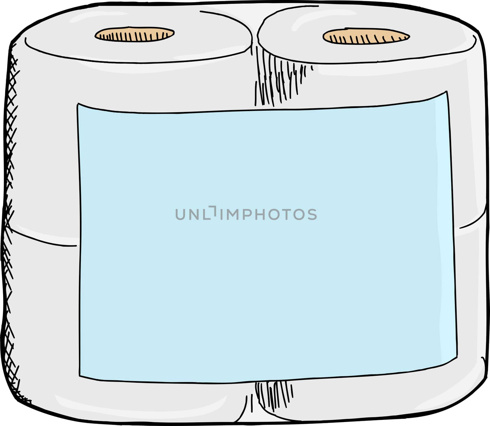 Generic toilet paper package with blank label on white background