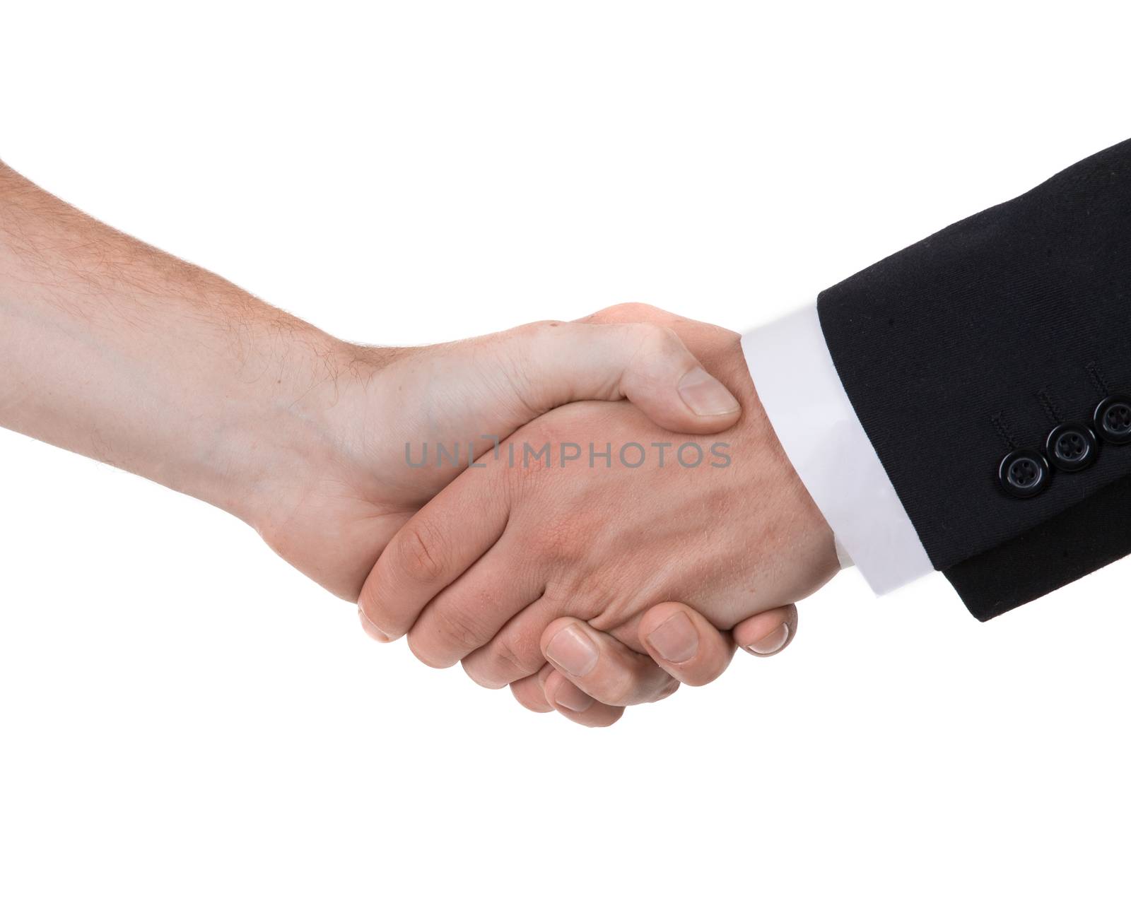 handshake isolated on white background . closeup