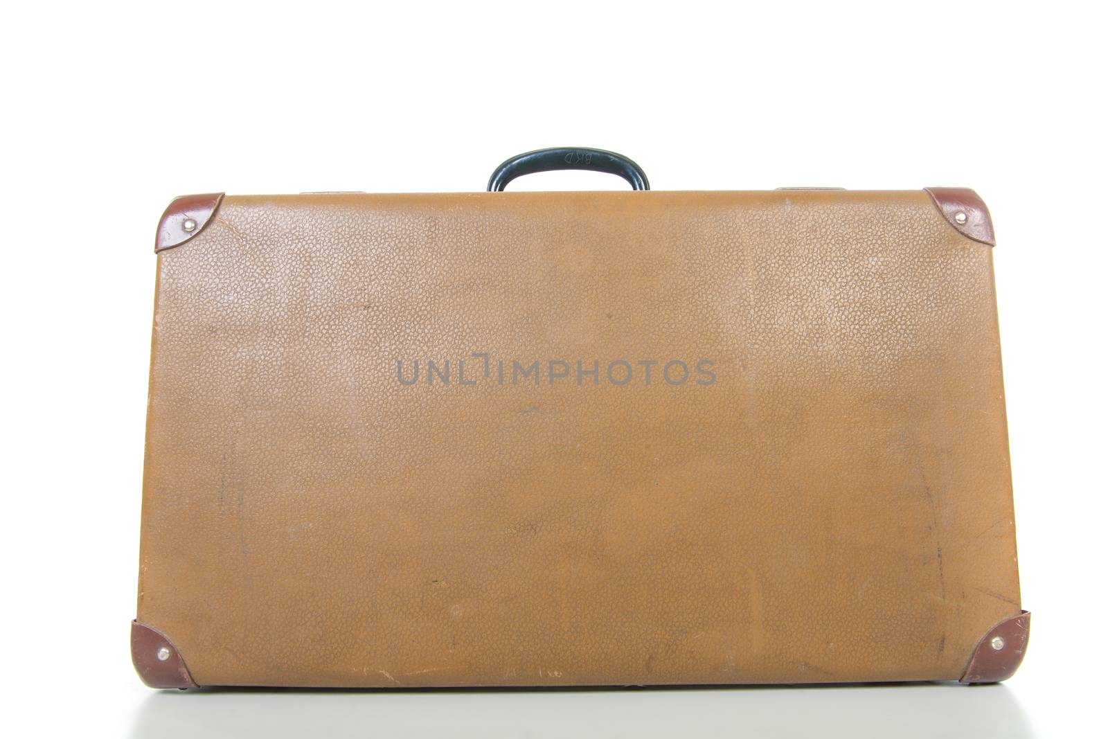 vintage suitcase isolated on white. close up
