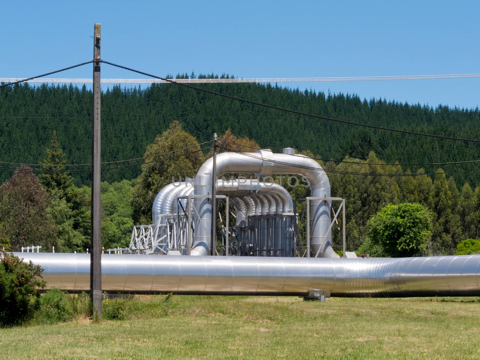 Wairakei New Zealand geothermal pipeline infrastructure installation for distribution and supply of volcanic hot water