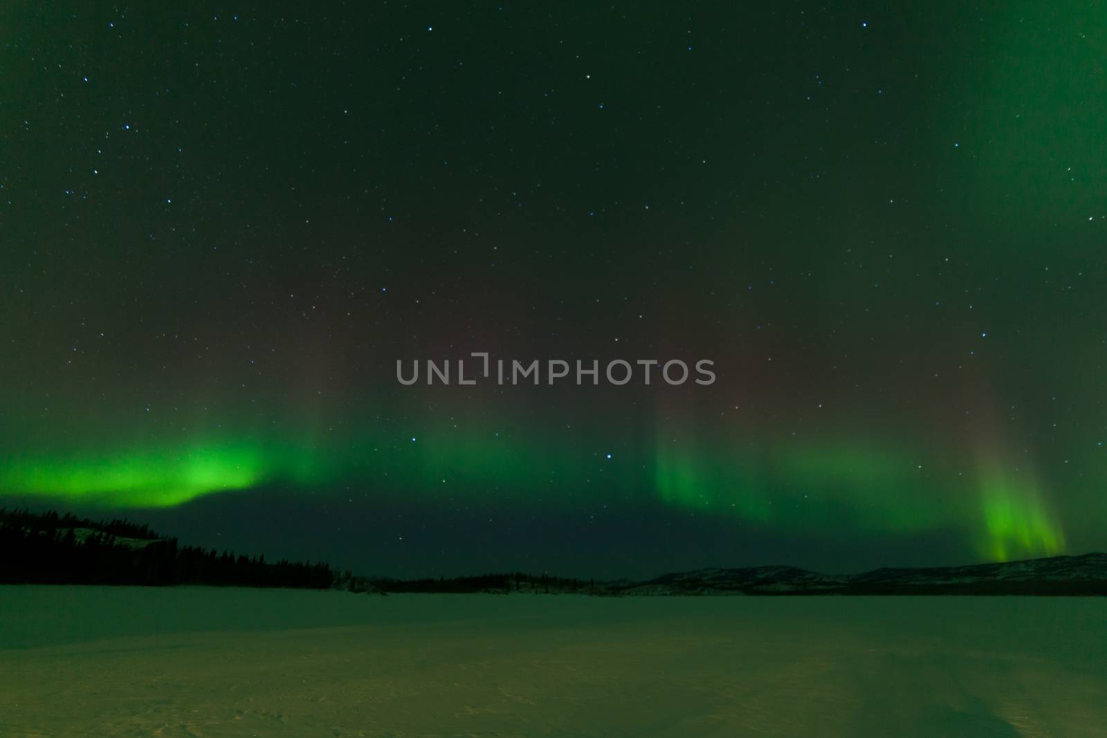 Nightsky Aurora borealis frozen Lake Laberge Yukon by PiLens