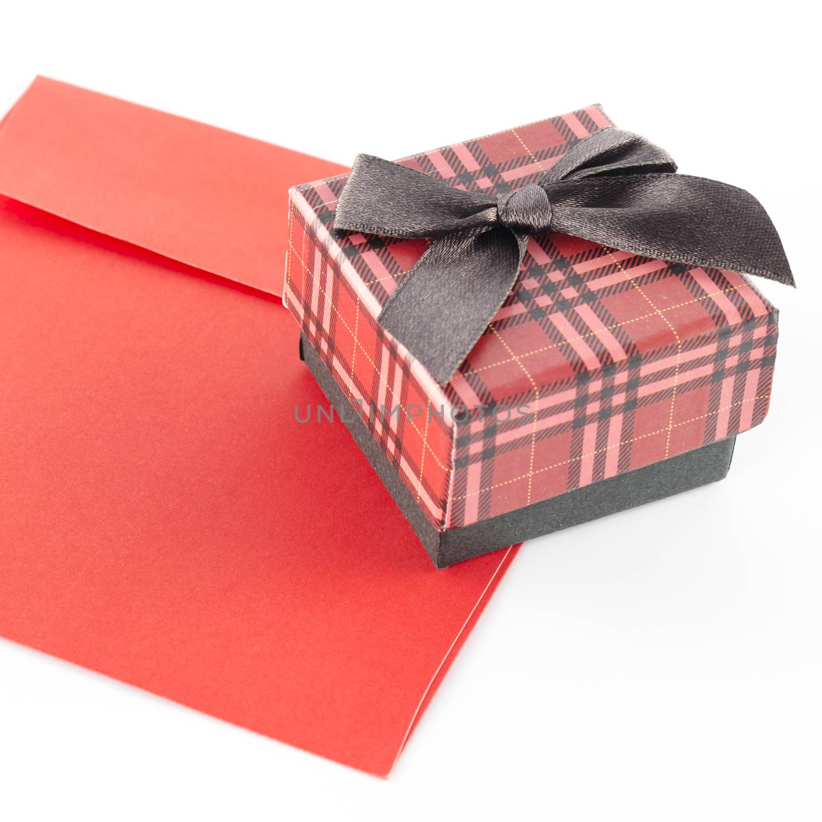 red envoloper and scotch gift box isolated on white by ammza12