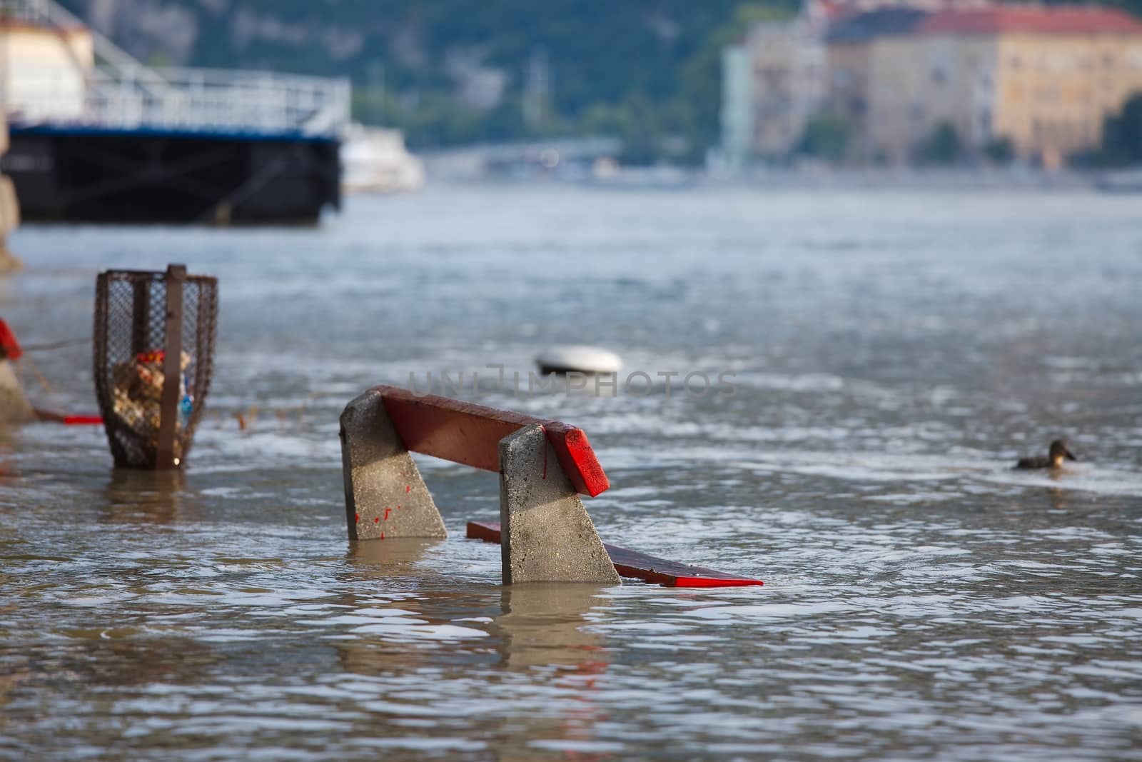 The river Danube flooding in Budapest