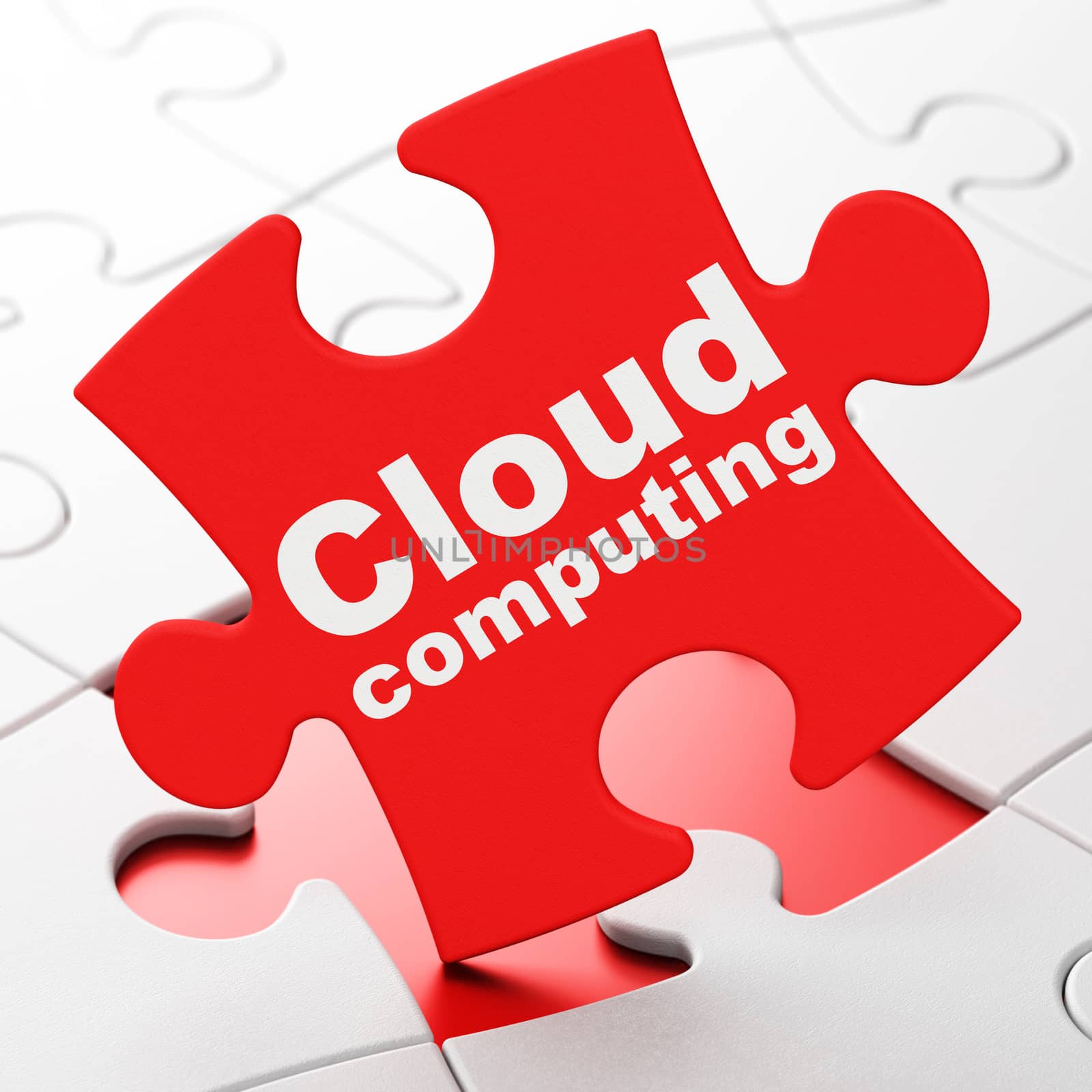 Cloud technology concept: Cloud Computing on puzzle background by maxkabakov