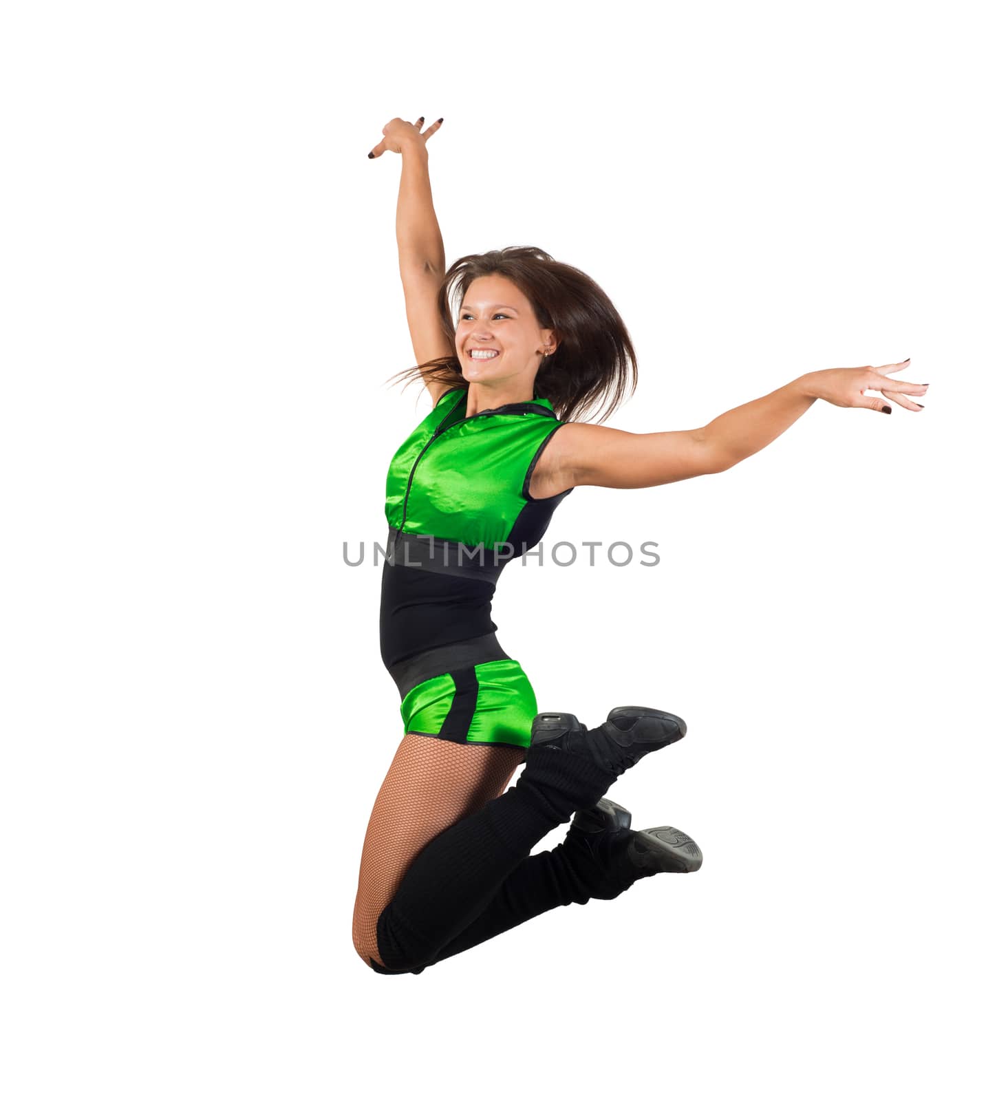 athletic young woman jumping by adam121