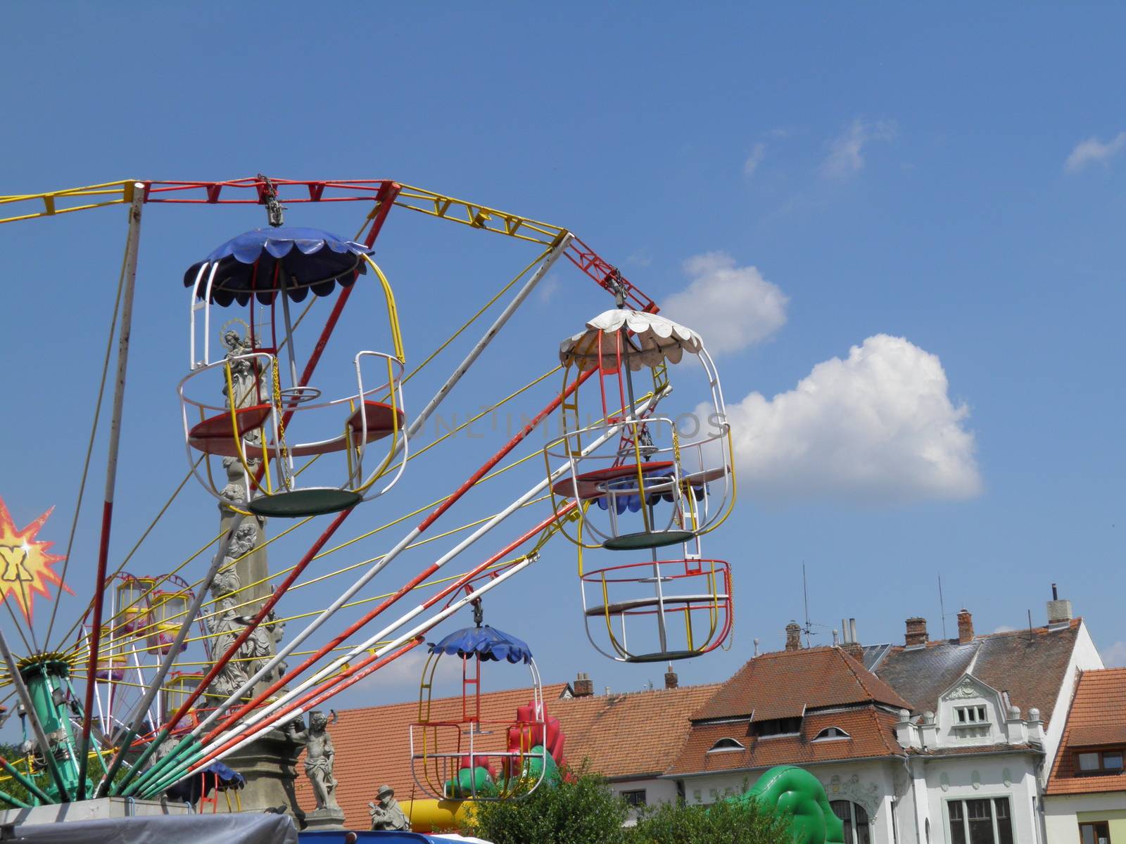 PRAGUE, CZECH REPUBLIC - CIRCA MARCH 2011: luna park attractions running almost empty