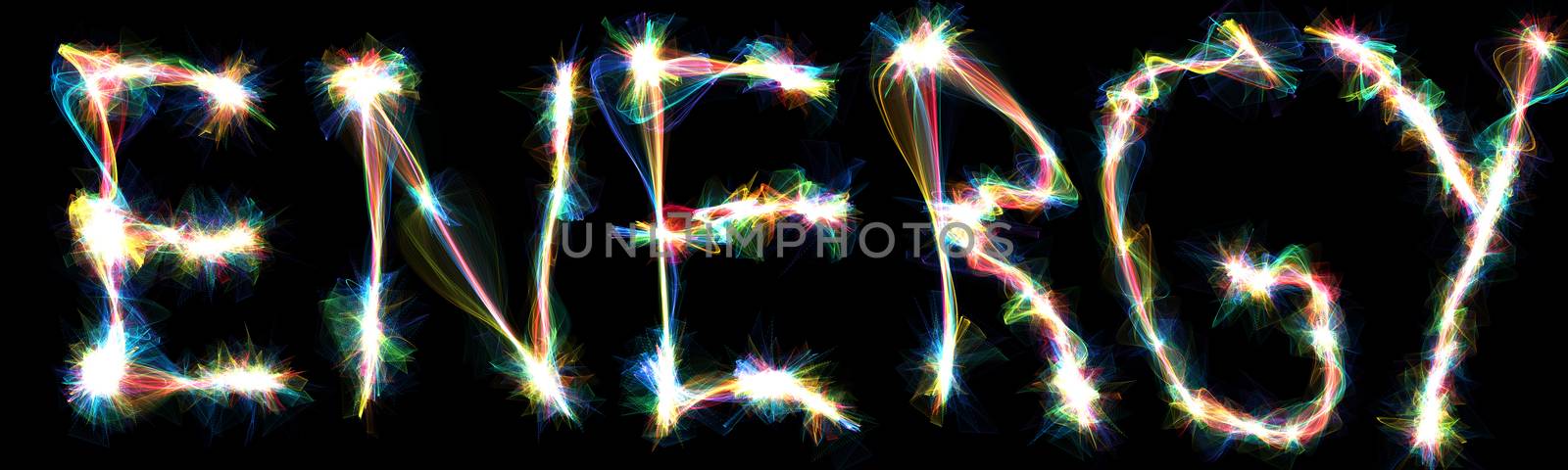 The word Energy written with a Plasma like style. Digital illustration.