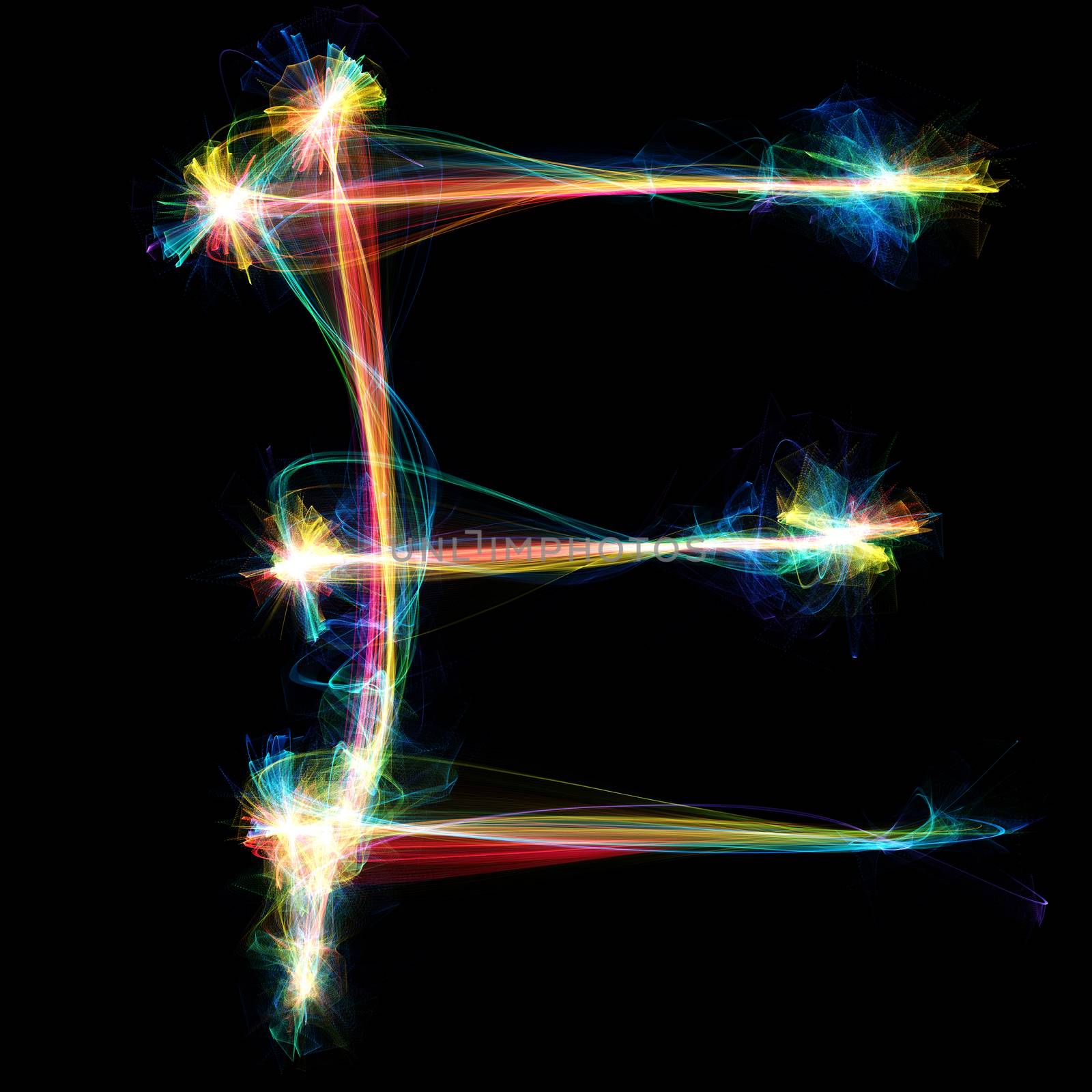 Digitally created letter formed out of plasma energy.