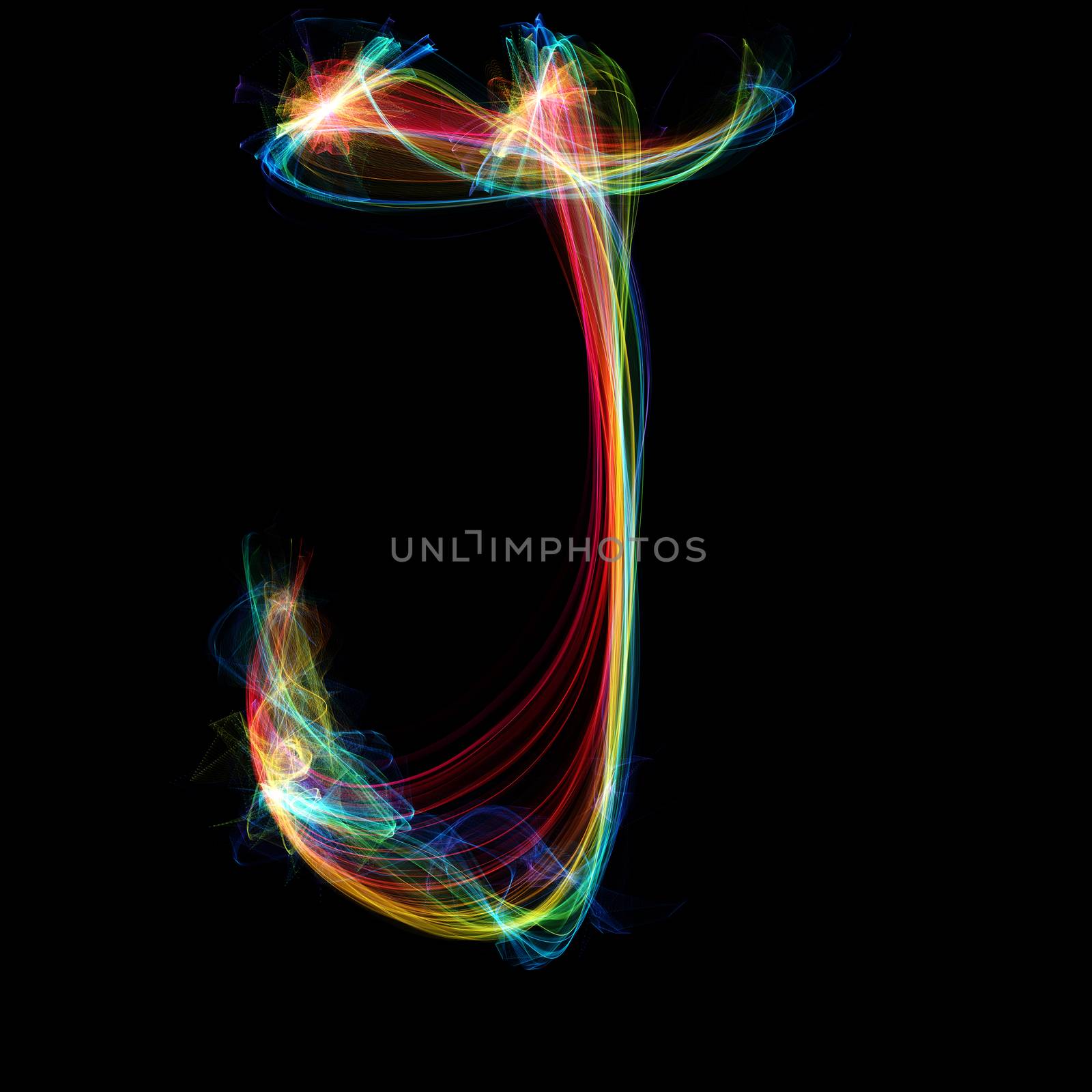 Digitally created letter formed out of plasma energy.