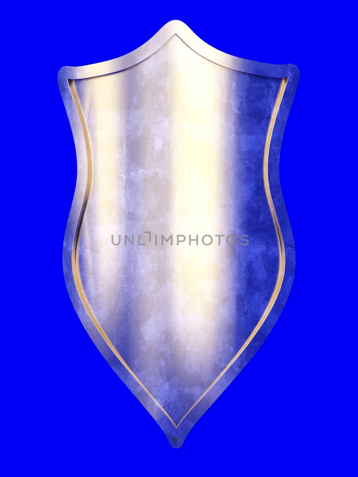 3D rendered Illustration. A fantasy metal shield.