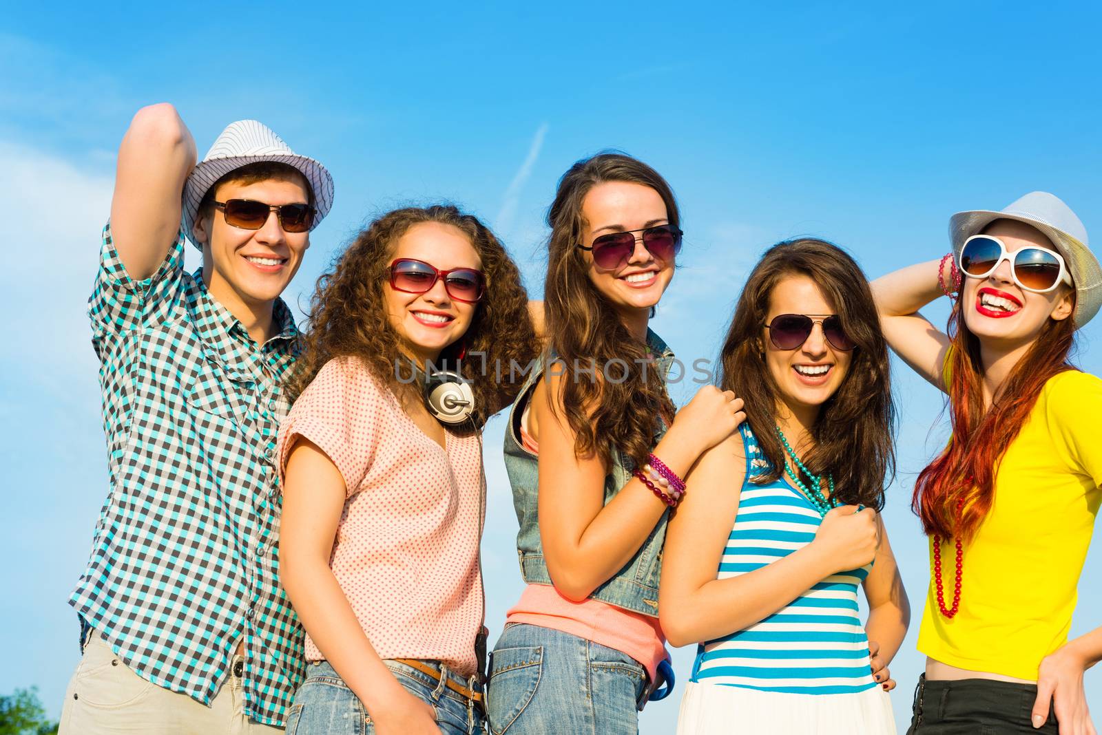 group of young people wearing sunglasses and hat by adam121