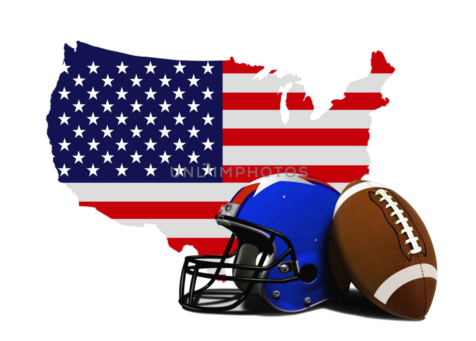 American Football with Flag and Map