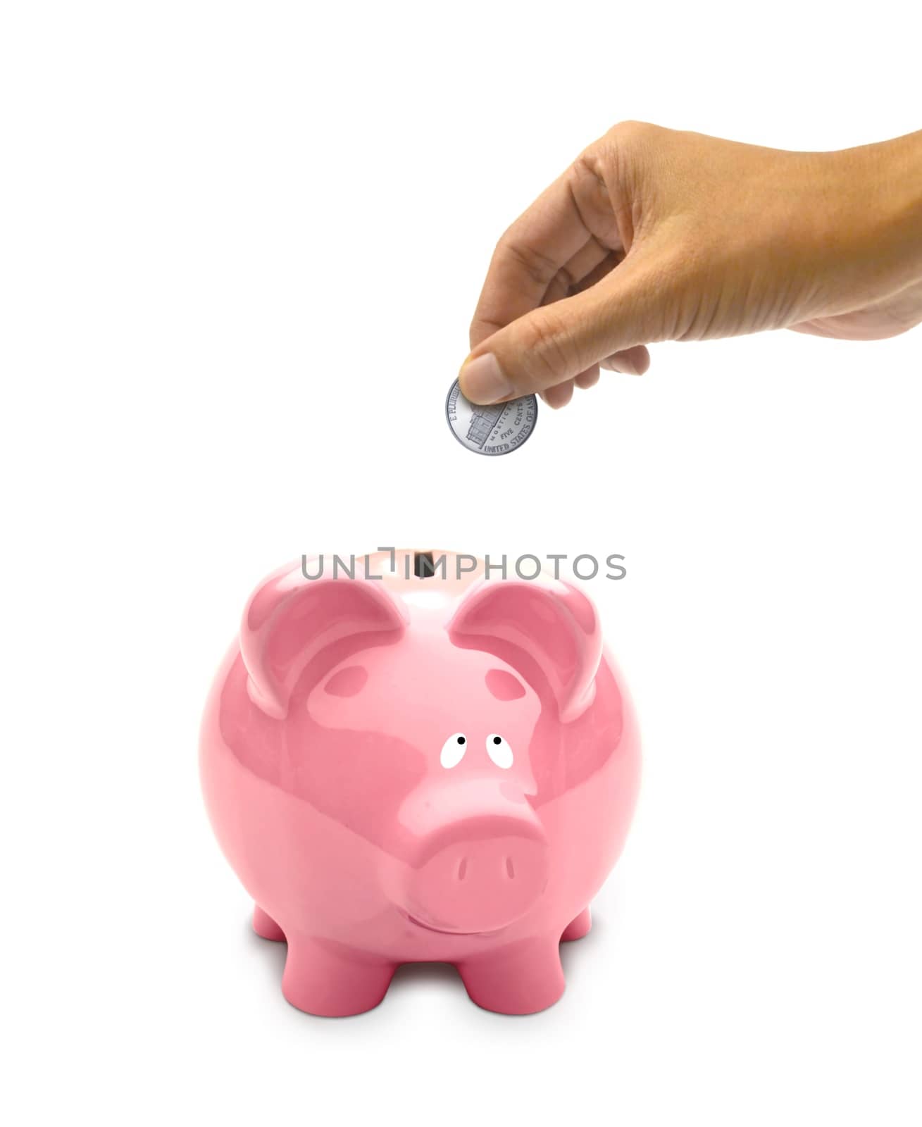 Piggy Bank with Hand Holding a Coin by razihusin