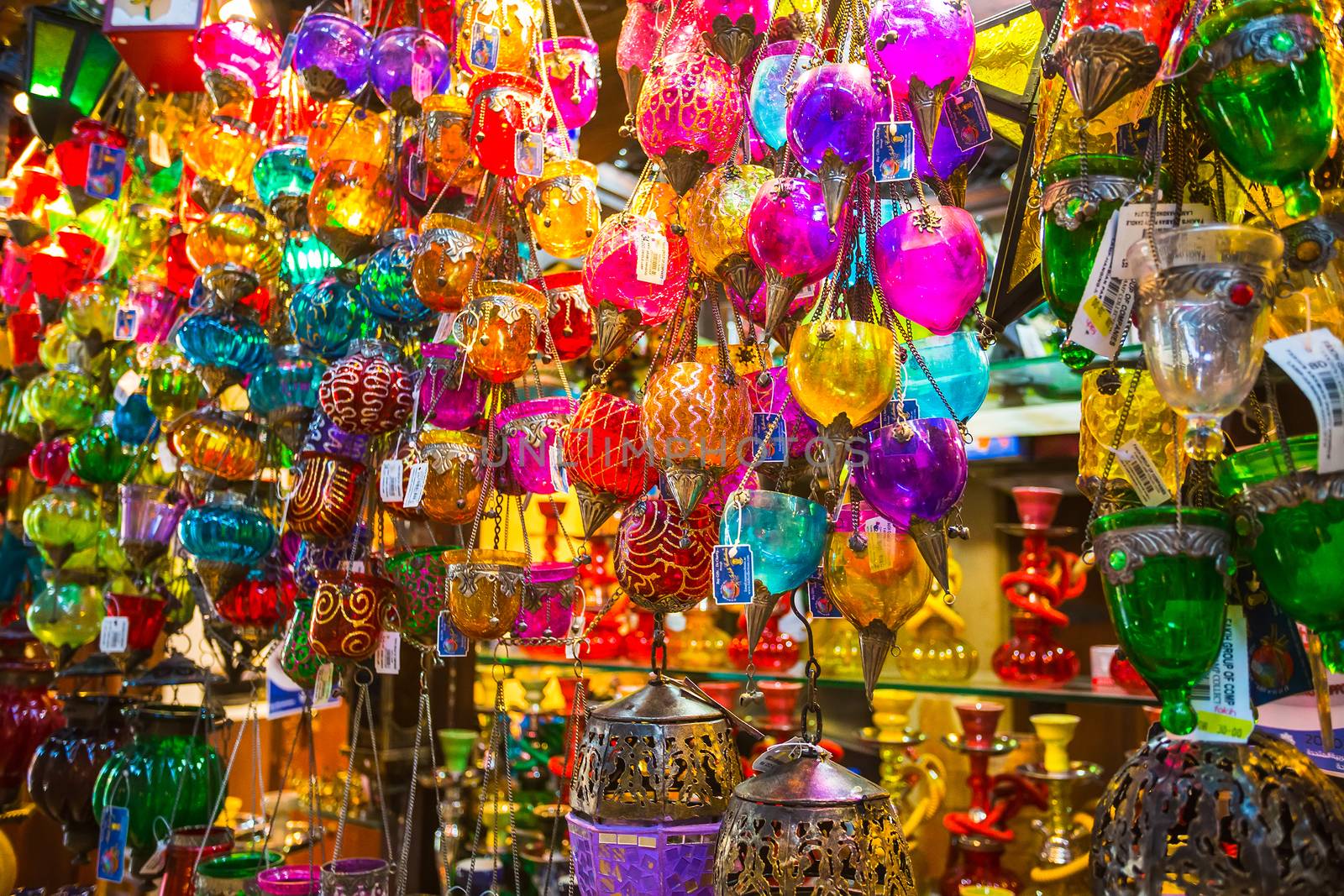Arab street lanterns in the city of Dubai in the United Arab Emirates