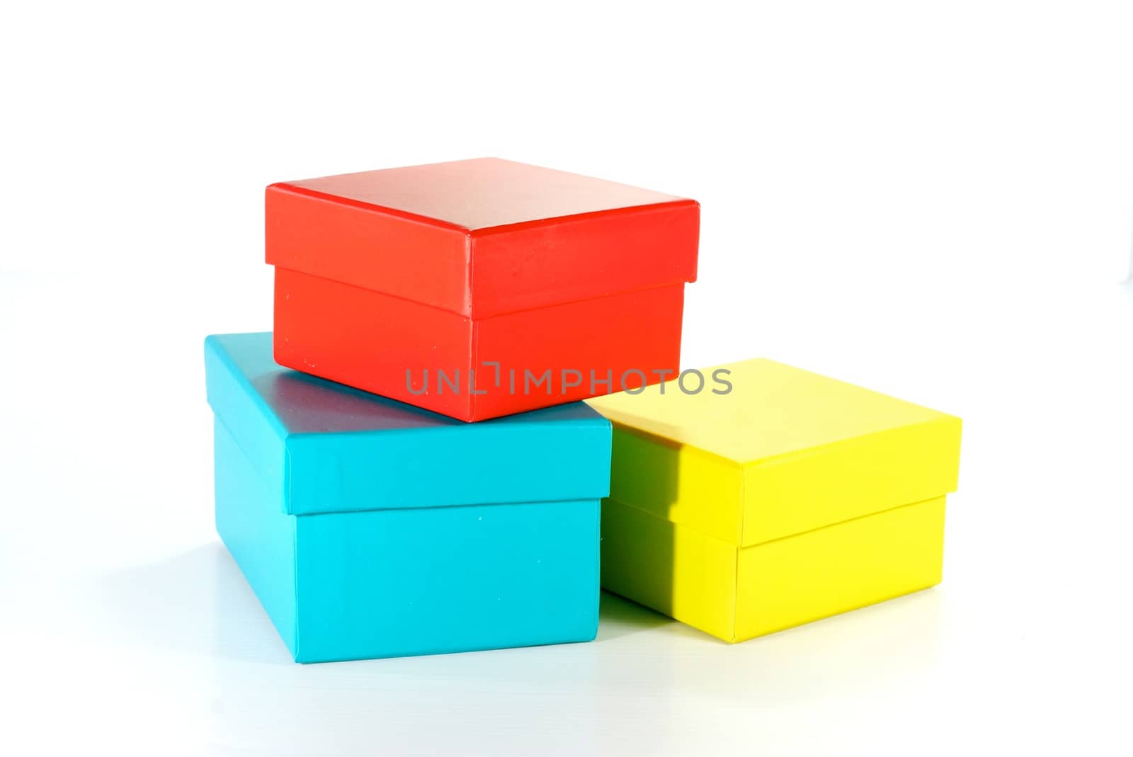 three paper boxes on white scene,shallow focus