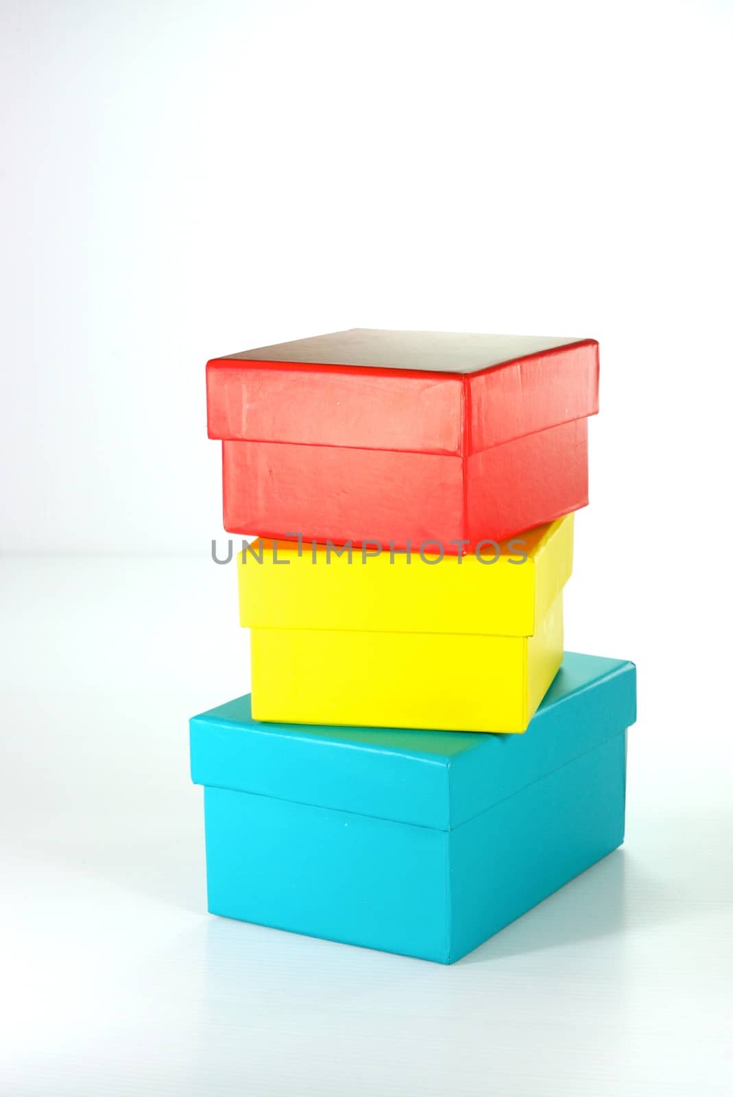 three paper boxes on white scene,shallow focus