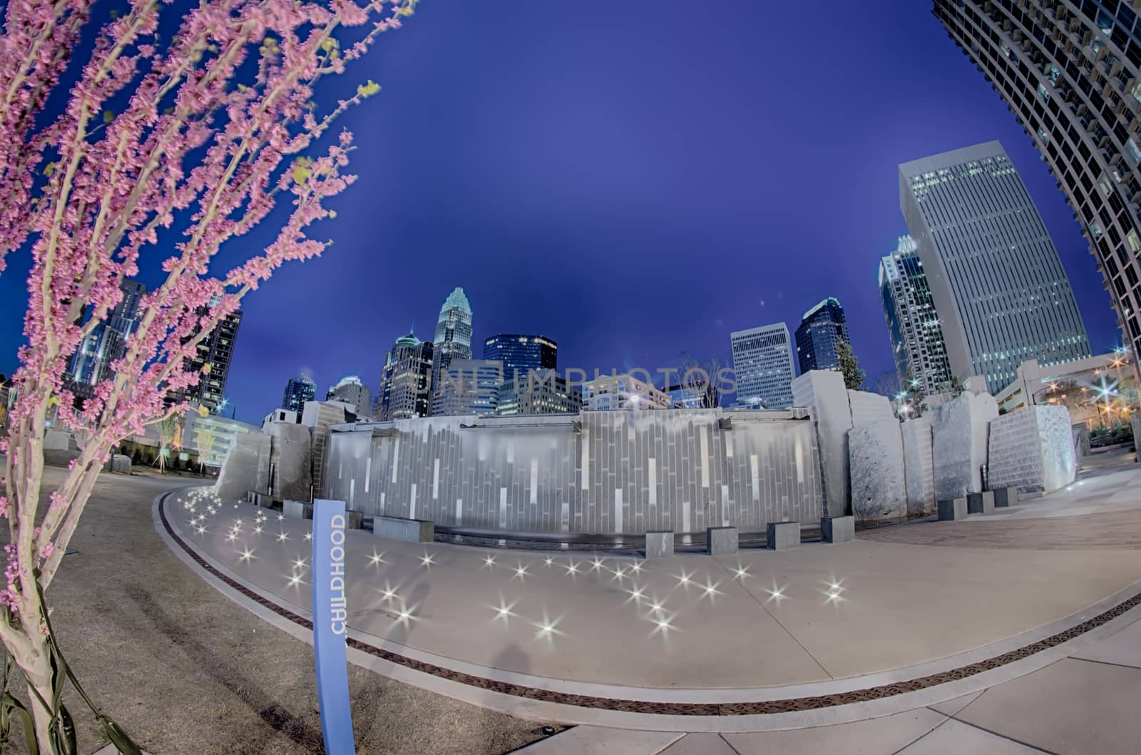 charlotte skyline at romare bearden park and bbt knights baseball stadium