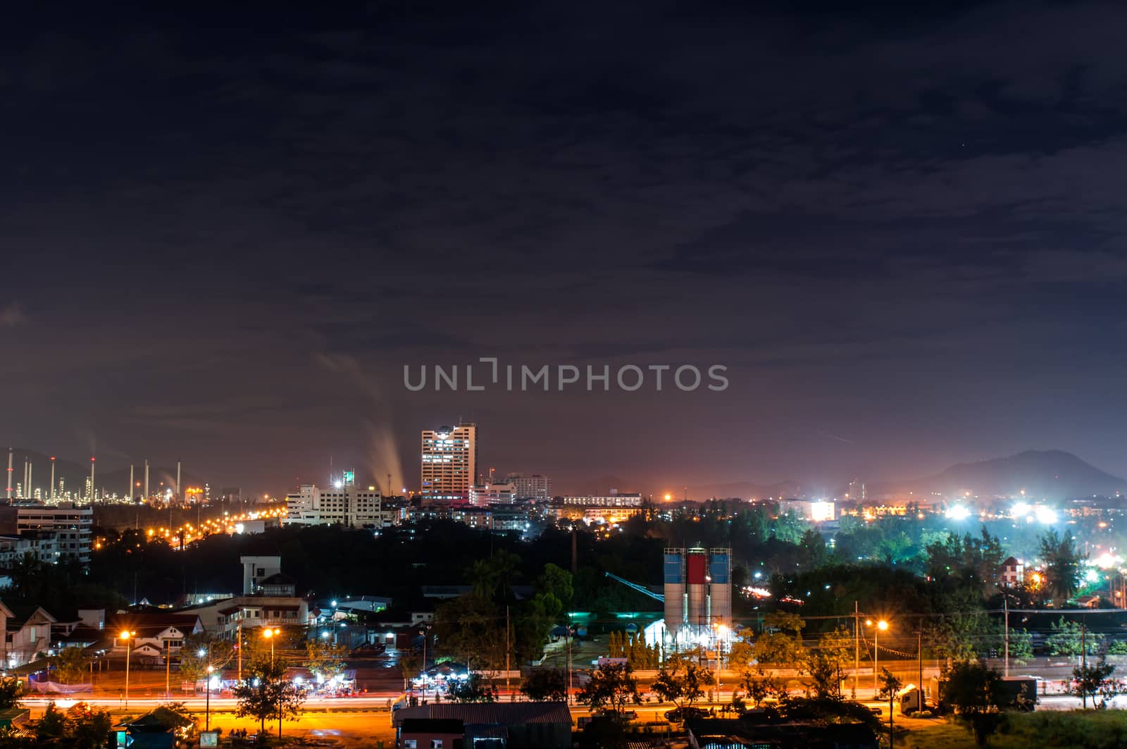 city skyscrapers night view by Sorapop