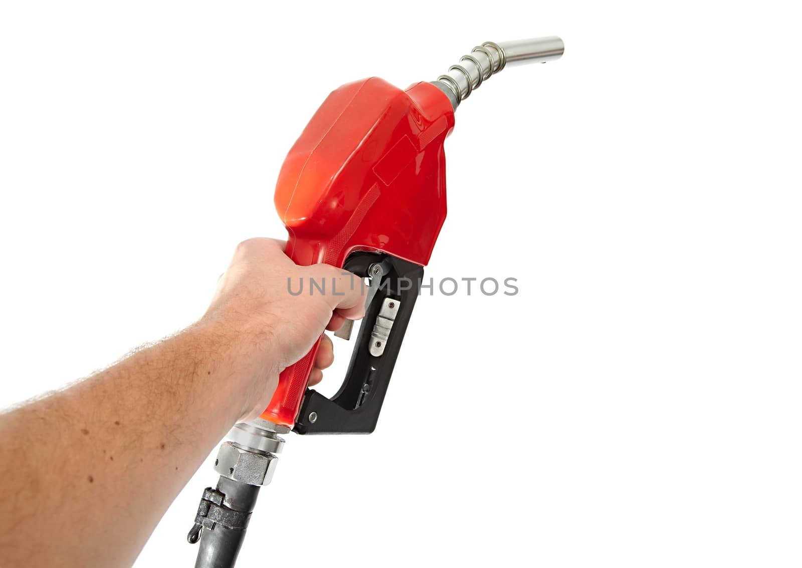 Fuel nozzle with hose isolated on white background