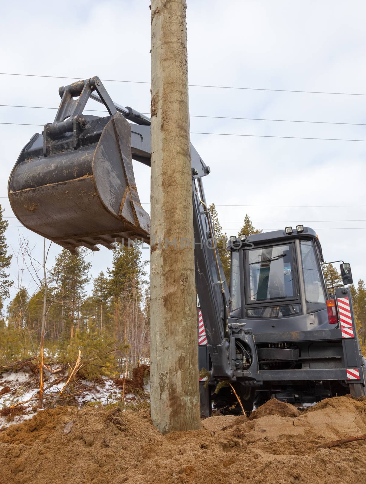 Excavator loader hydraulic tractor  digging by AleksandrN