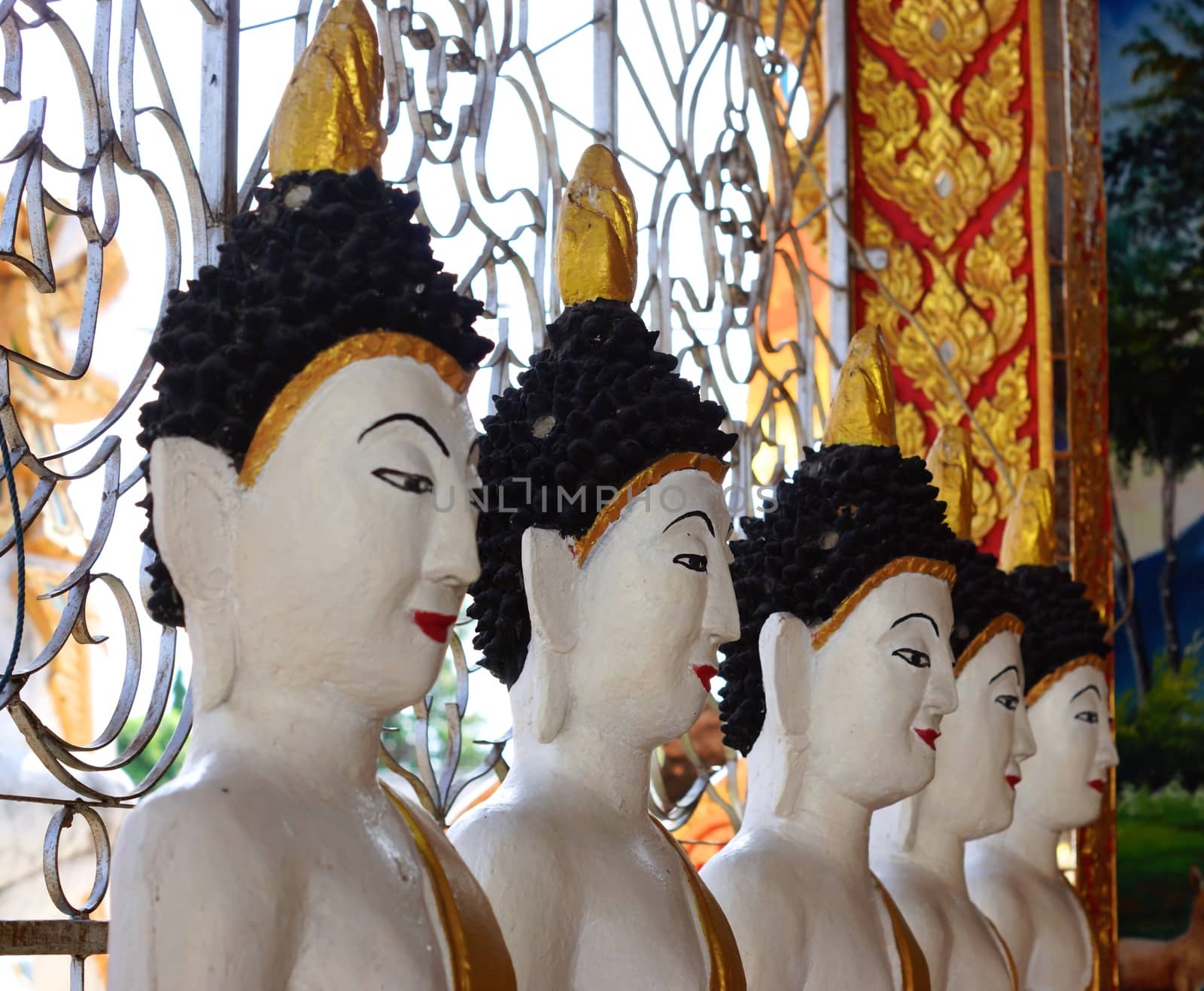 five of burmese style buddha images,Lampang temple,Thailand