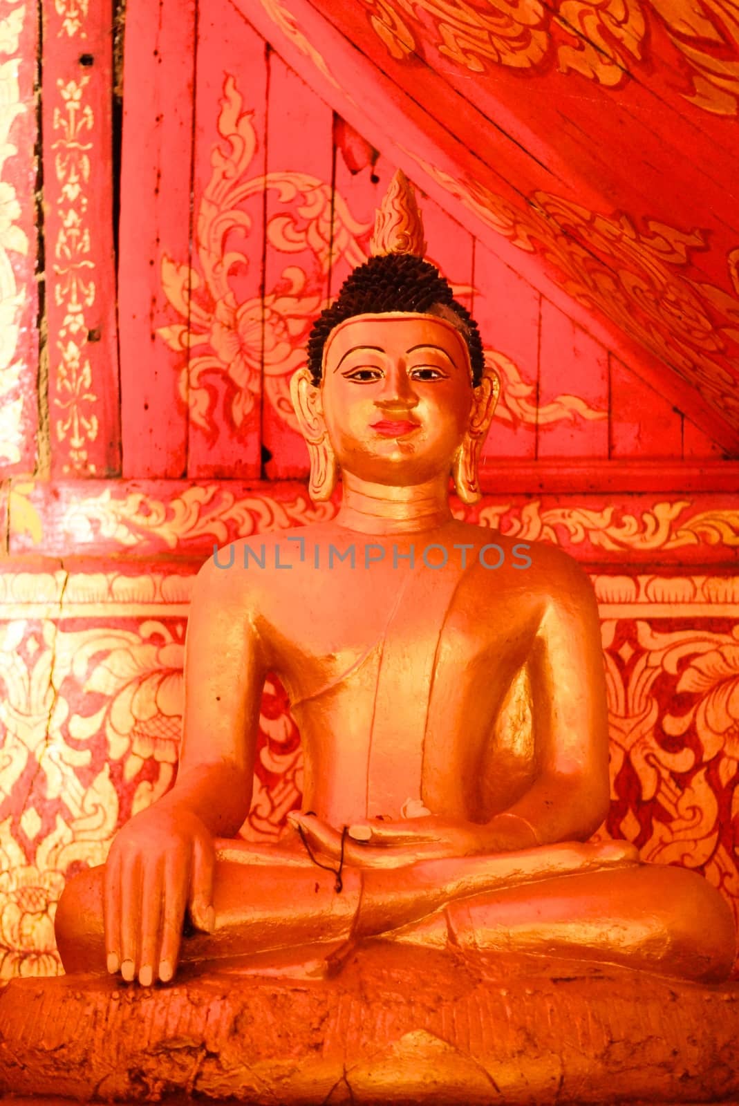 ancient burmese style buddha images at temple hall,Lampang temple,Thailand