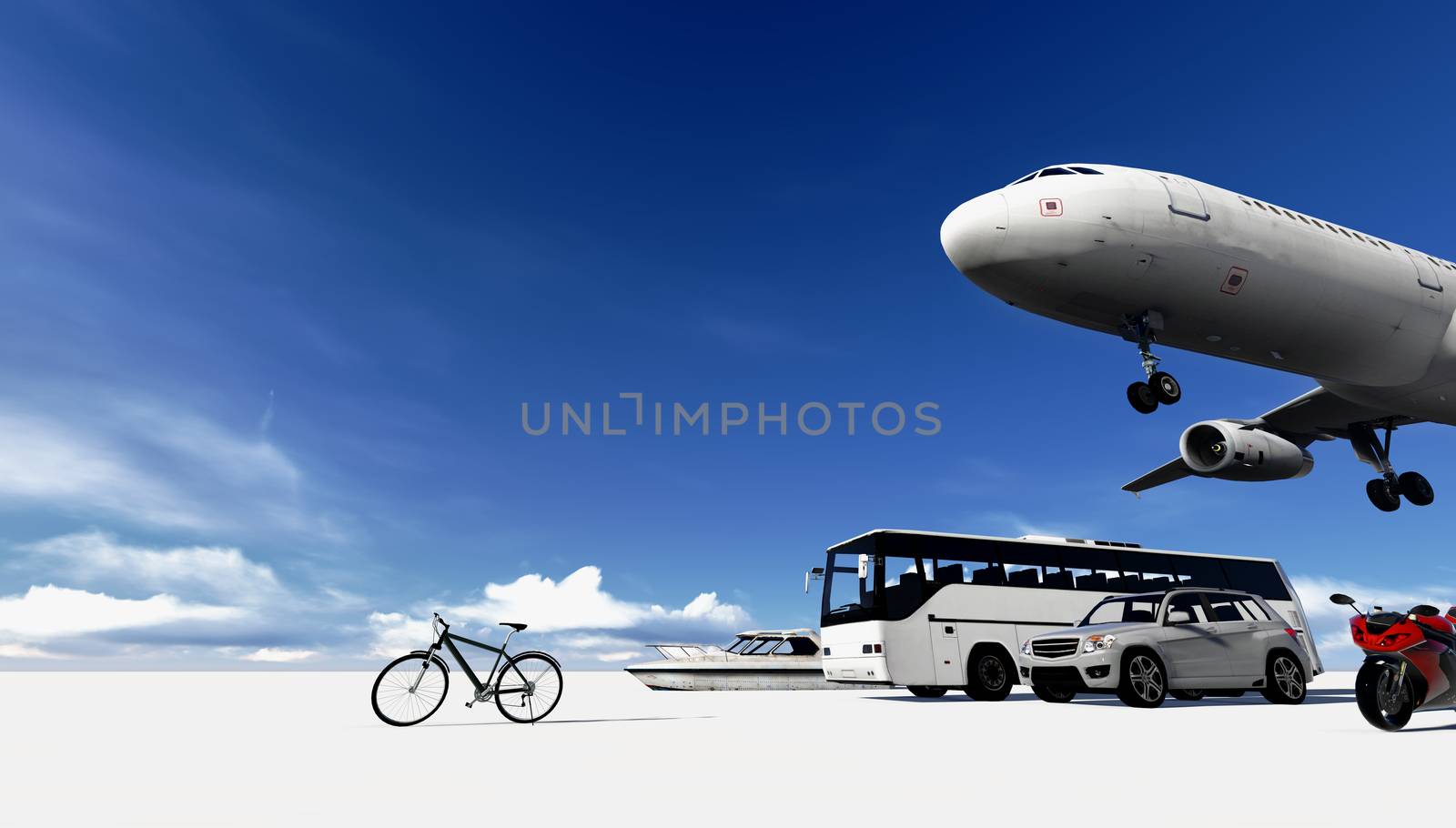transportation of vehicle and the travel with blue sky.
