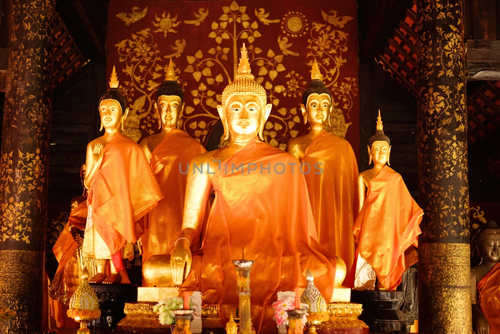 ancient buddha image at temple hall,Lampang temple,Thailand,