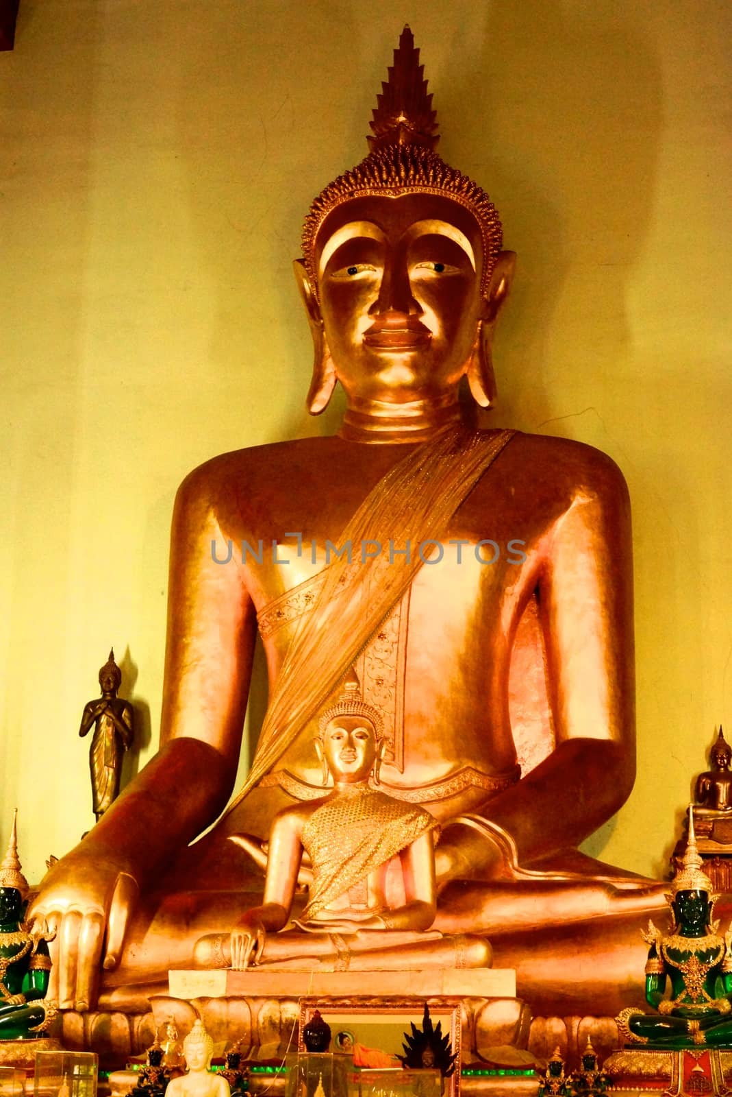 big buddha image at temple hall ,Lampang,Thailand