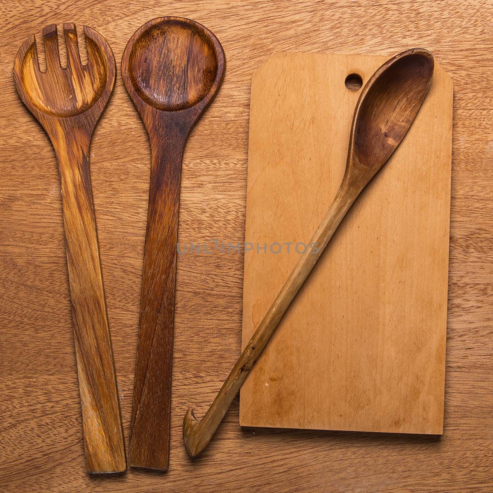 Kitchen. Wooden utensil on the table