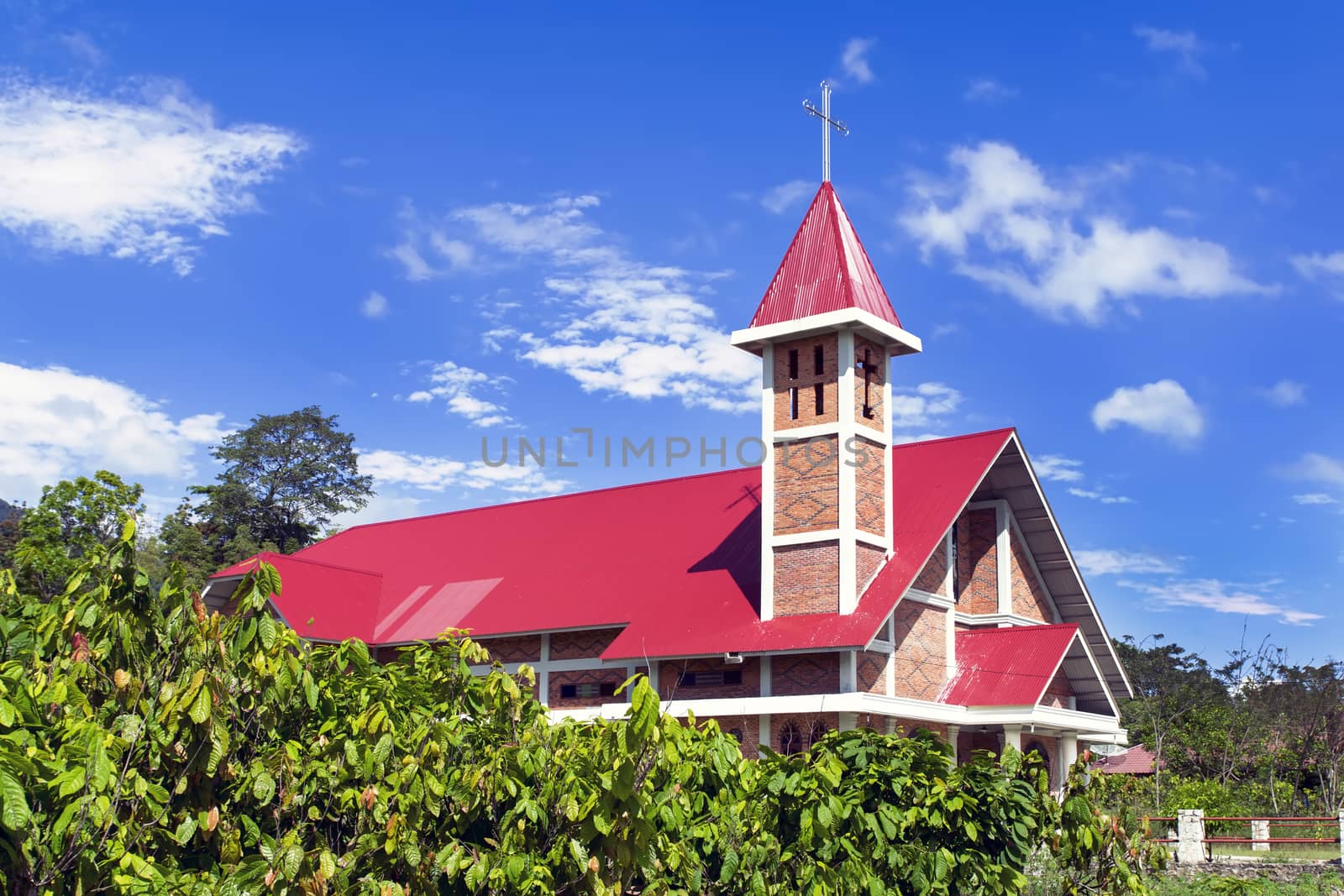 Christian Church in Tuk-Tuk Village to Samosir Island. Lake Toba, North Sumatra, Indonesia.