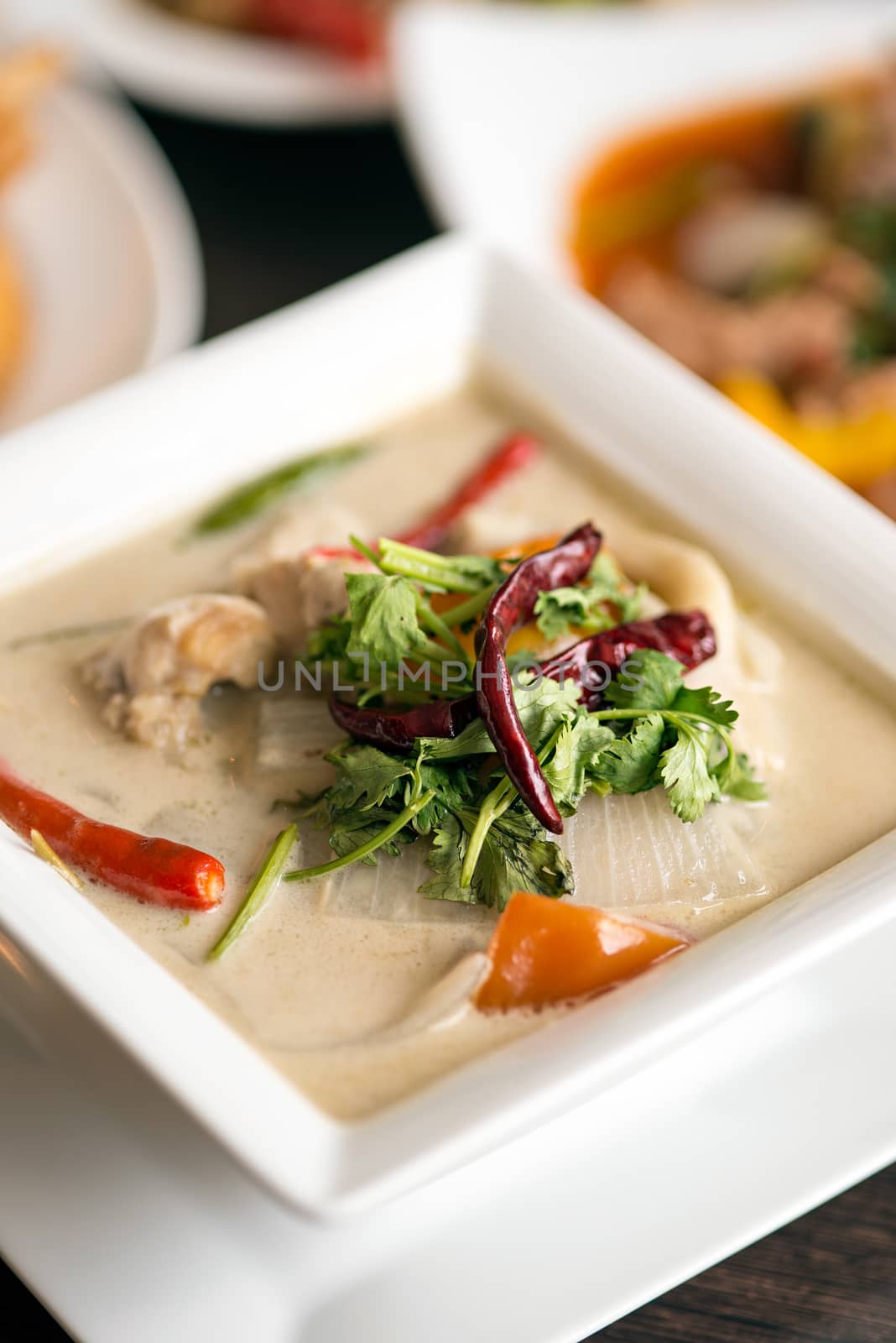 thai cuisine- tom kha kai -chicken in coconut milk soup