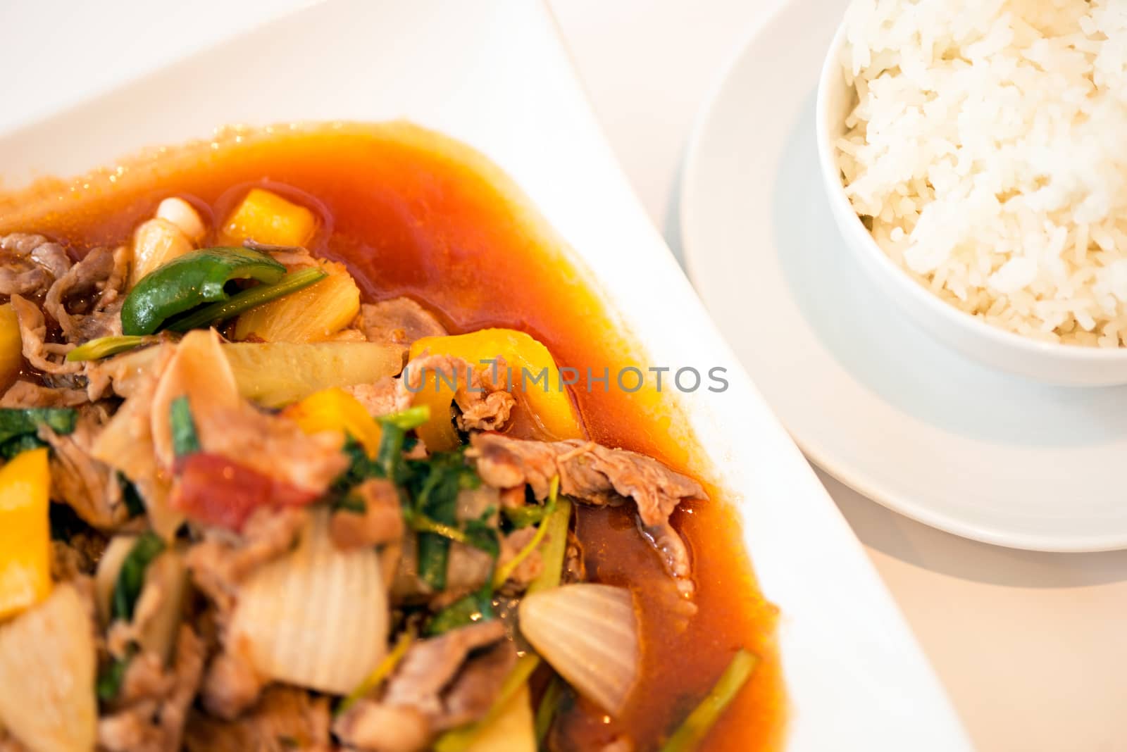 fried pork with sweet peppers, Thai food  by Yuri2012