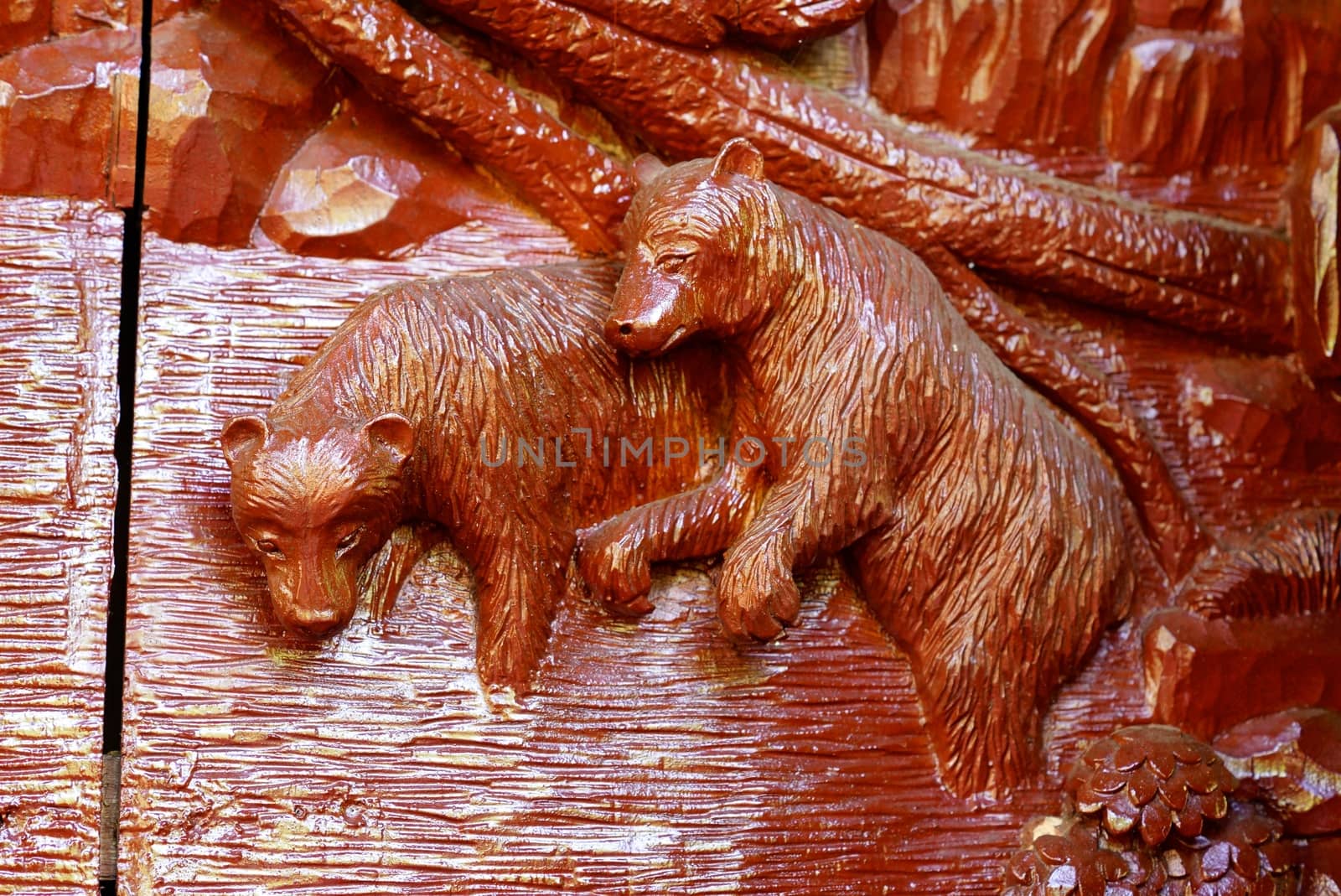 the detail of  handcraft wood carving for decorated temple,showing of thai pattern,Lampang temple,Thailand