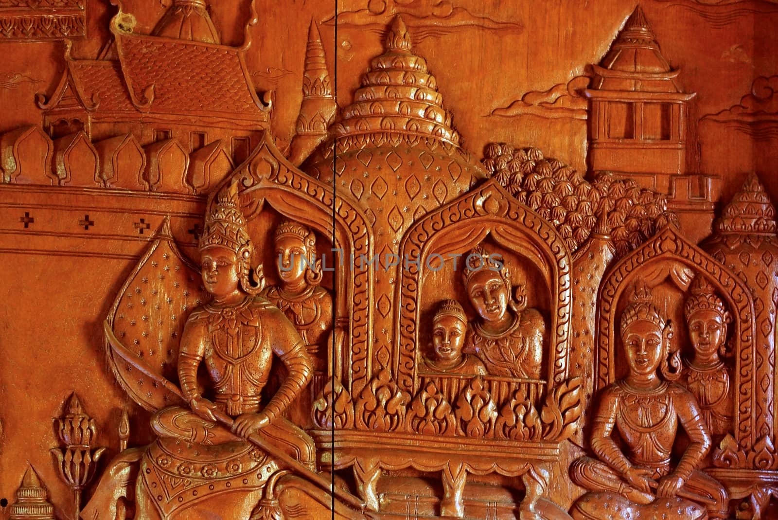 the detail of  handcraft wood carving for decorated temple,showing of thai pattern,Lampang temple,Thailand