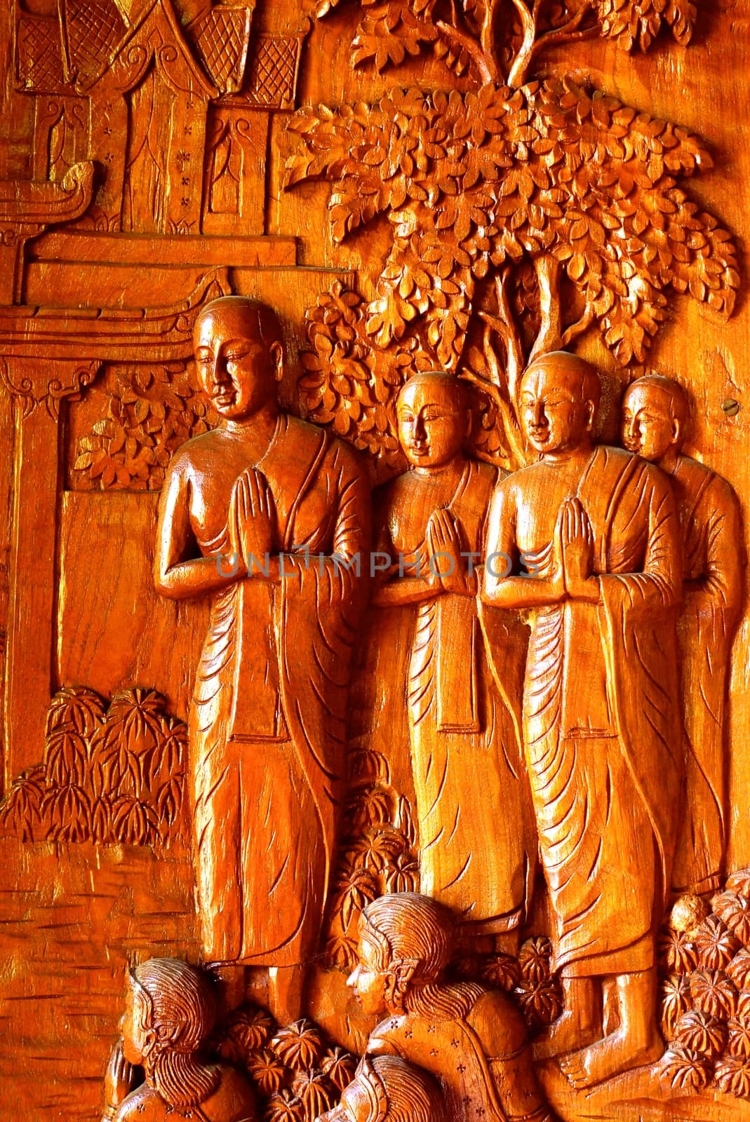 the detail of  handcraft wood carving for decorated temple,showing of thai pattern,Lampang temple,Thailand