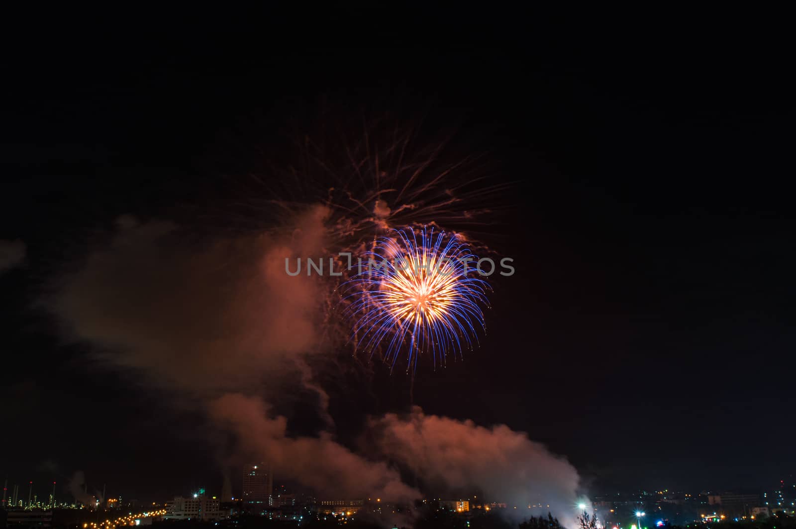 Fireworks light at chonburi city of Thailand