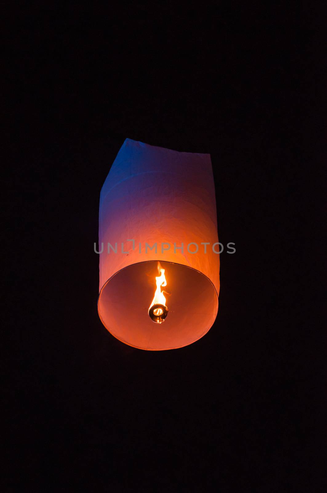 Single Floating Lantern during Loy Kratong Festival in Thailand