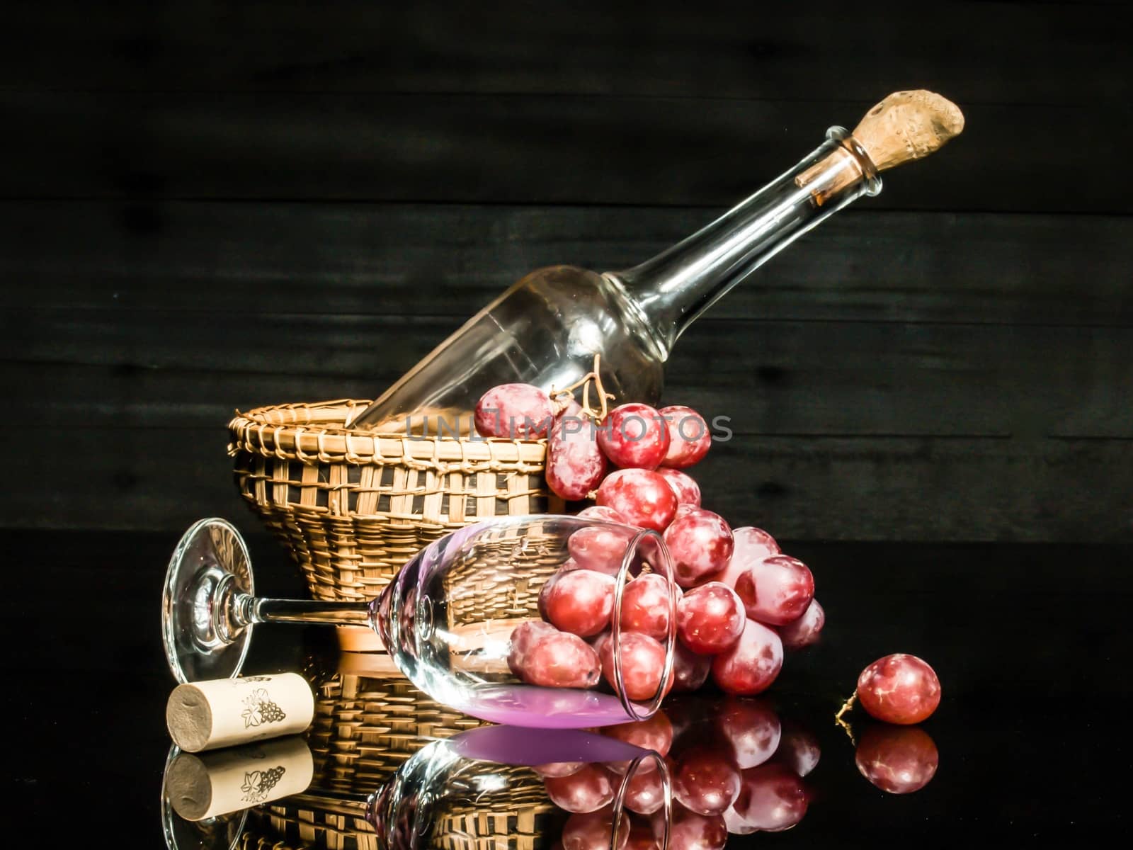 Still life Photography with grapes wine