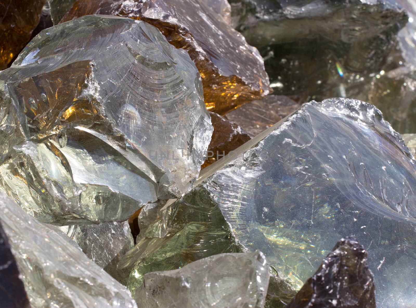 A pile of decorative pieces of glass, colorful