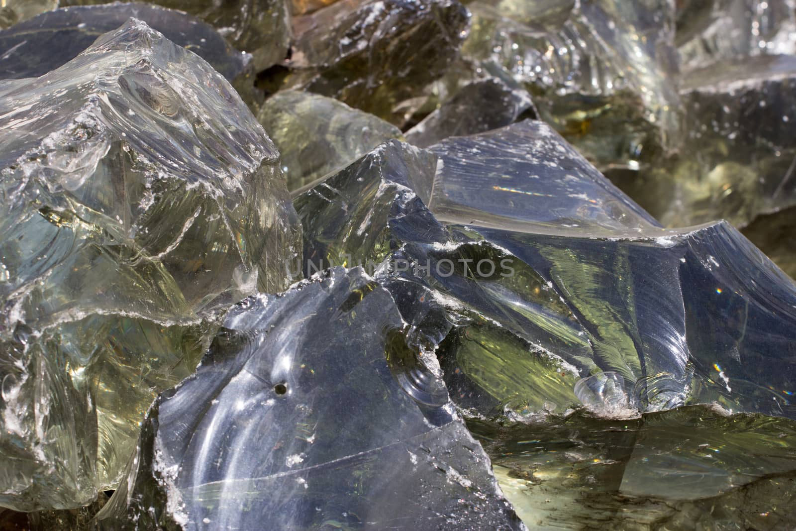 A pile of decorative pieces of glass, colorful