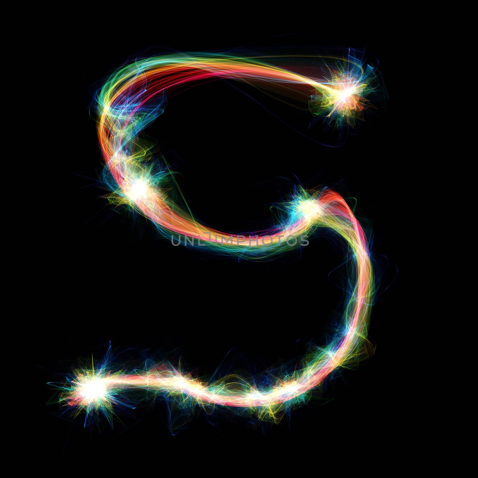 Digitally created letter formed out of plasma energy.