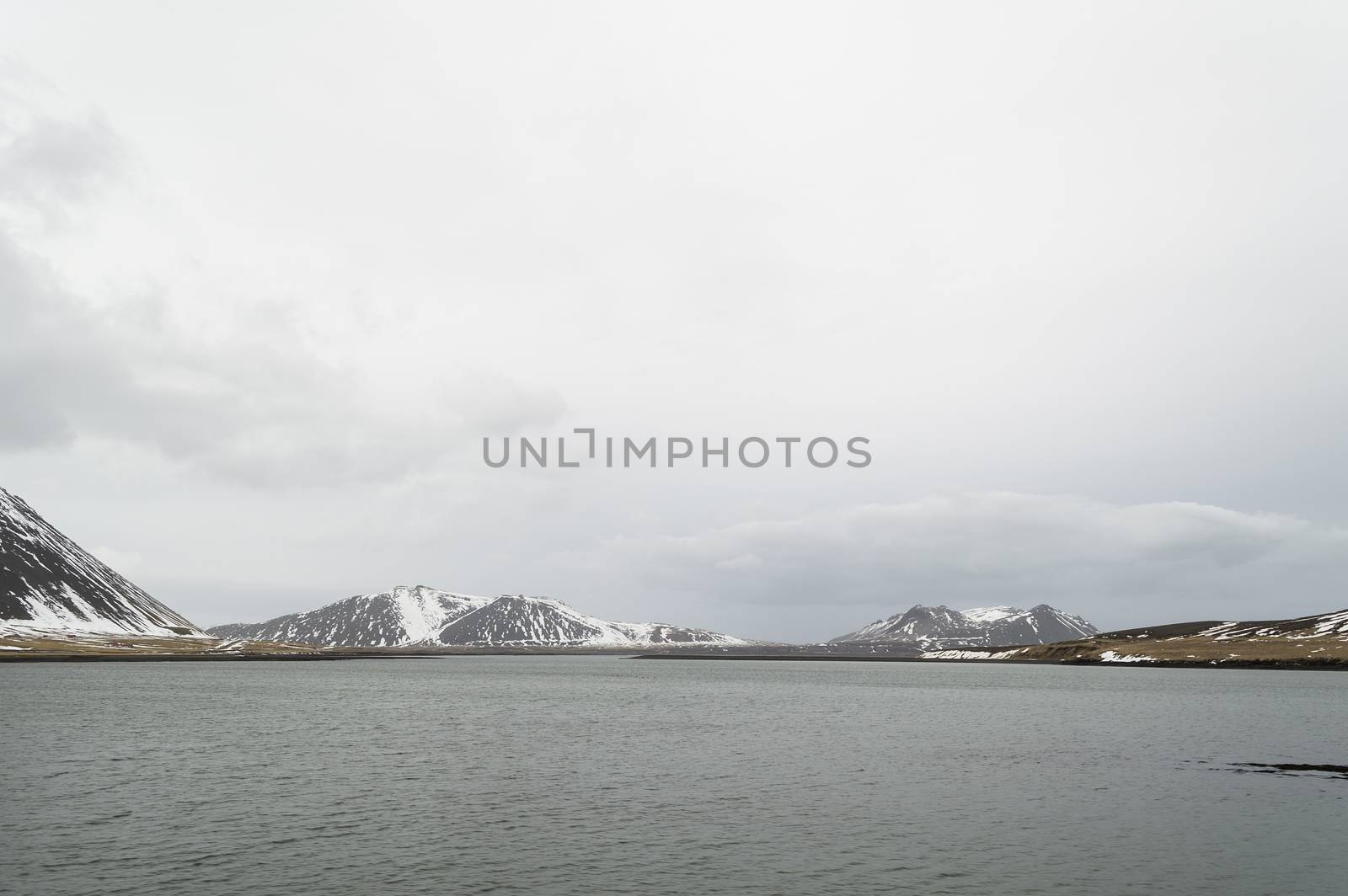 the iceland mountians and lake  around snaefellsnes