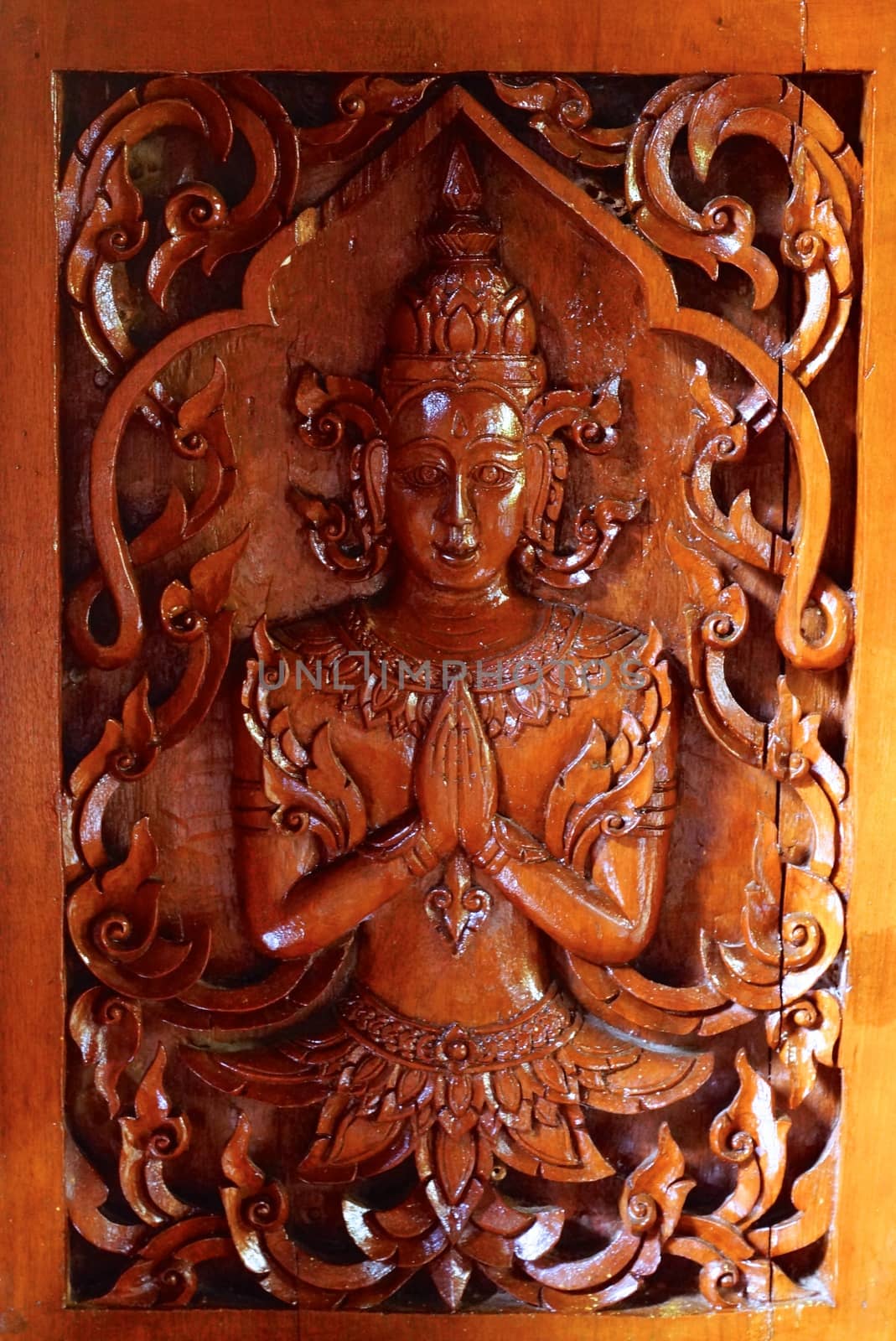 the detail of  handcraft wood carving for decorated temple,showing of thai pattern,Lampang temple,Thailand