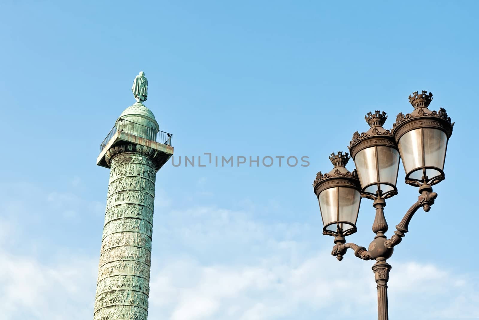 Napoleon's column and street lamp in Paris by mitakag