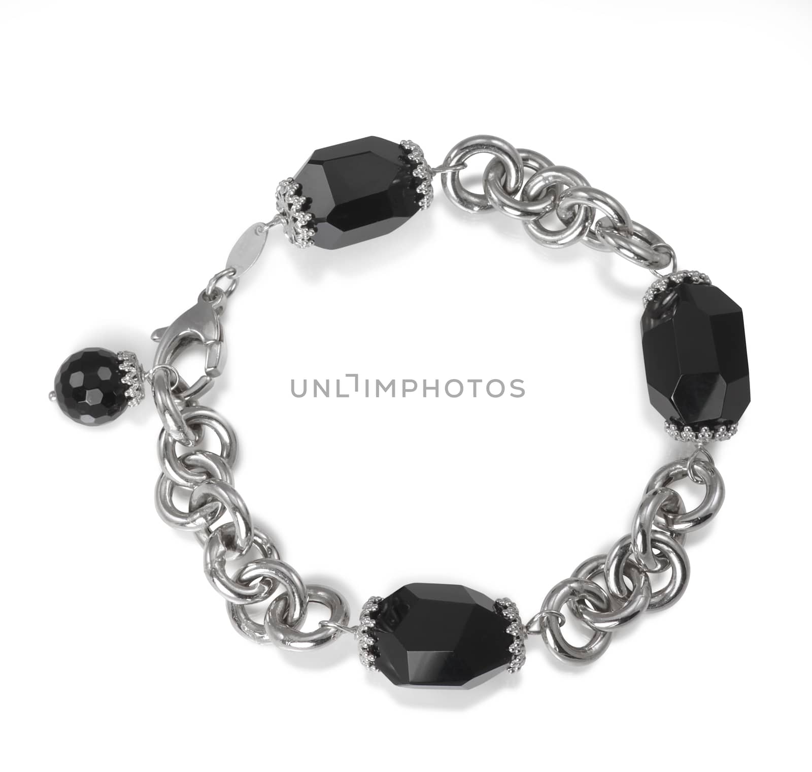 Onyx Black Bead Chain Link Bracelet by fruitcocktail